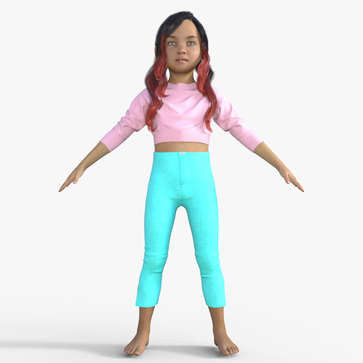 Realistic 3D Girl Character Rigged 3D model_1