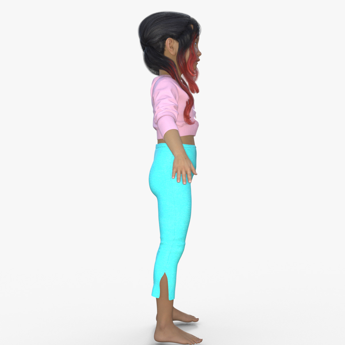 Realistic 3D Girl Character Rigged 3D model_7