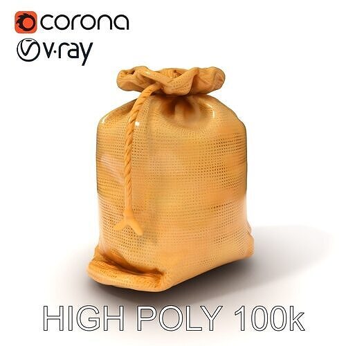 Burlap Sack D Model Pack Low-poly 3D model