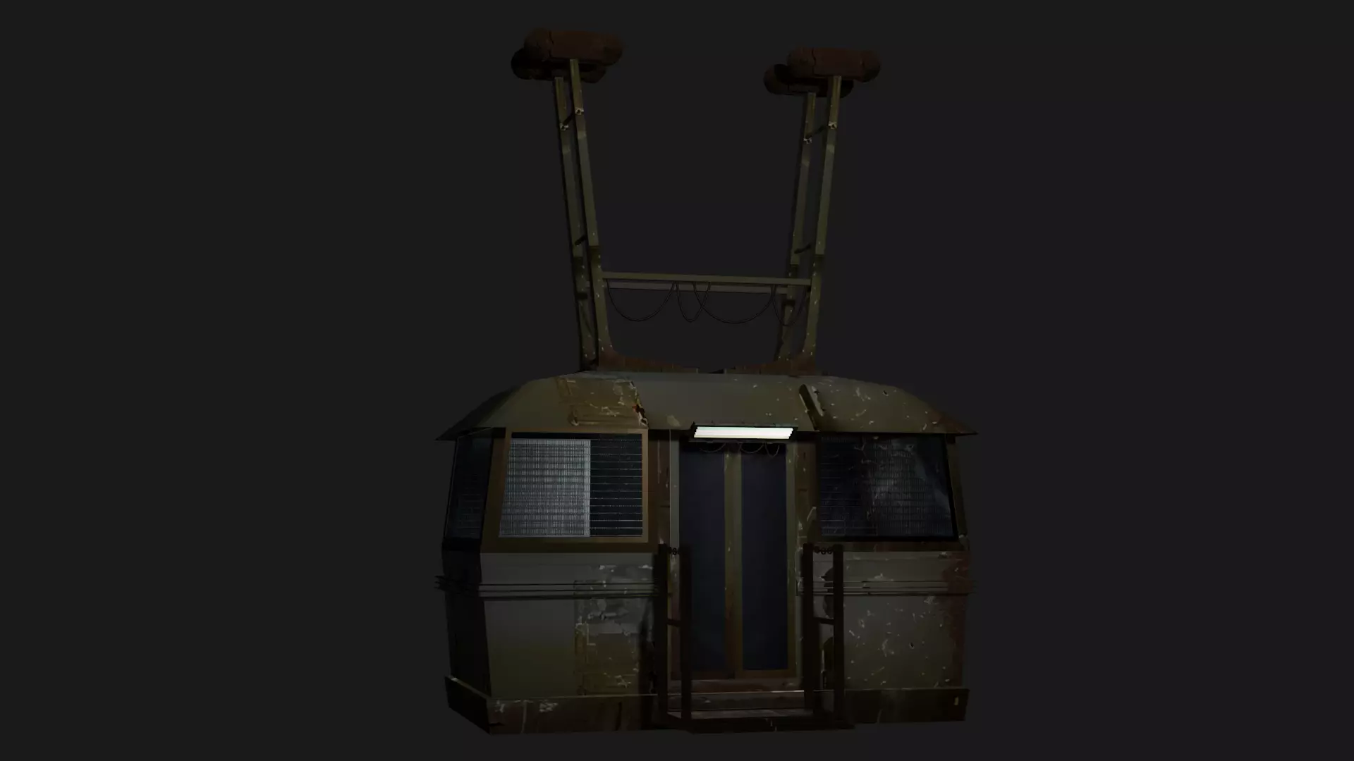 CABLE CAB DYSTOPIAN LOW POLY Low-poly 3D model_0