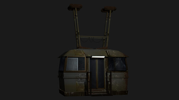 CABLE CAB DYSTOPIAN LOW POLY Low-poly 3D model