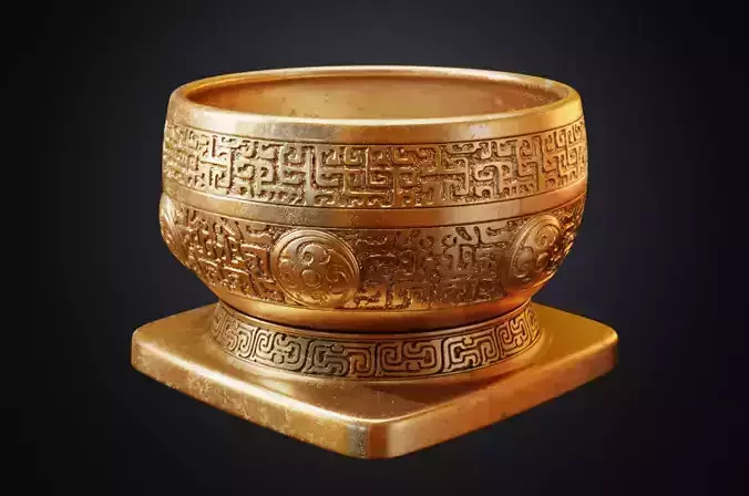 Antique Bronze Gui Classical Flower Pot 3D print model