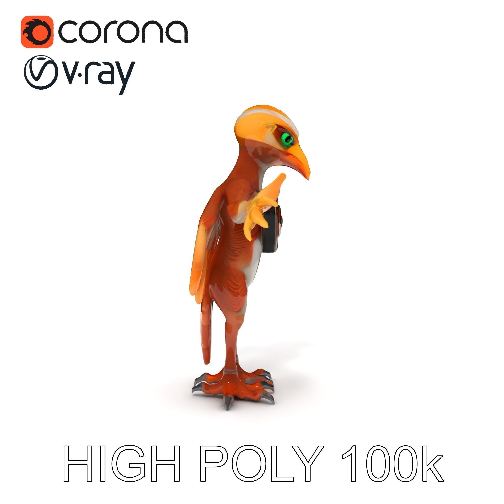 Feathered Guardian Owl Majestic Avian Warrior Character Model Low-poly 3D model_35