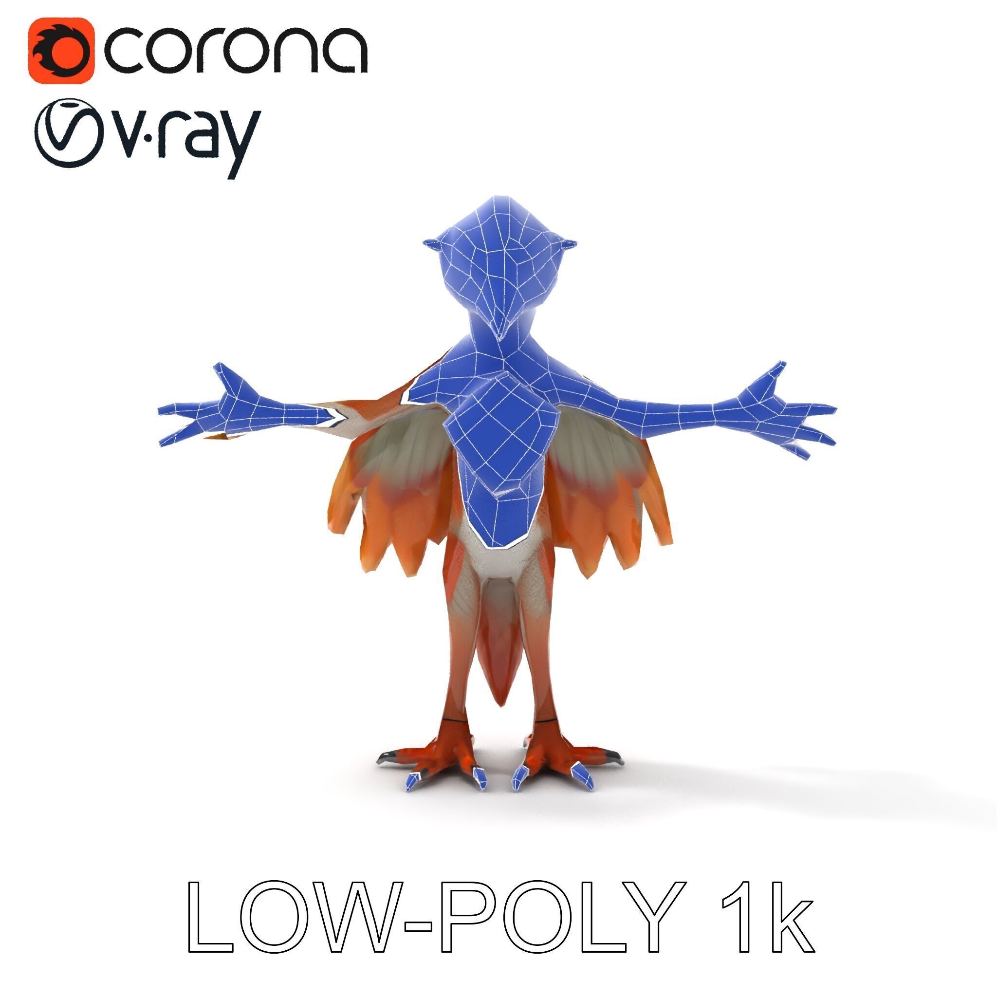 Feathered Guardian Owl Majestic Avian Warrior Character Model Low-poly 3D model_31