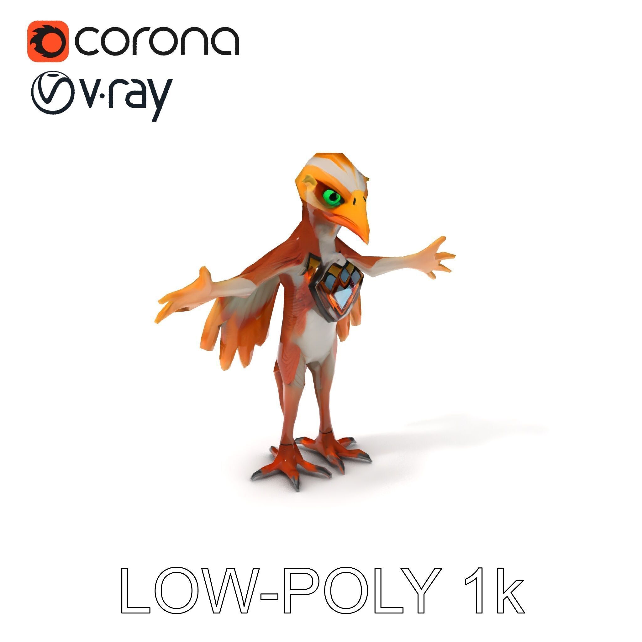 Feathered Guardian Owl Majestic Avian Warrior Character Model Low-poly 3D model_25