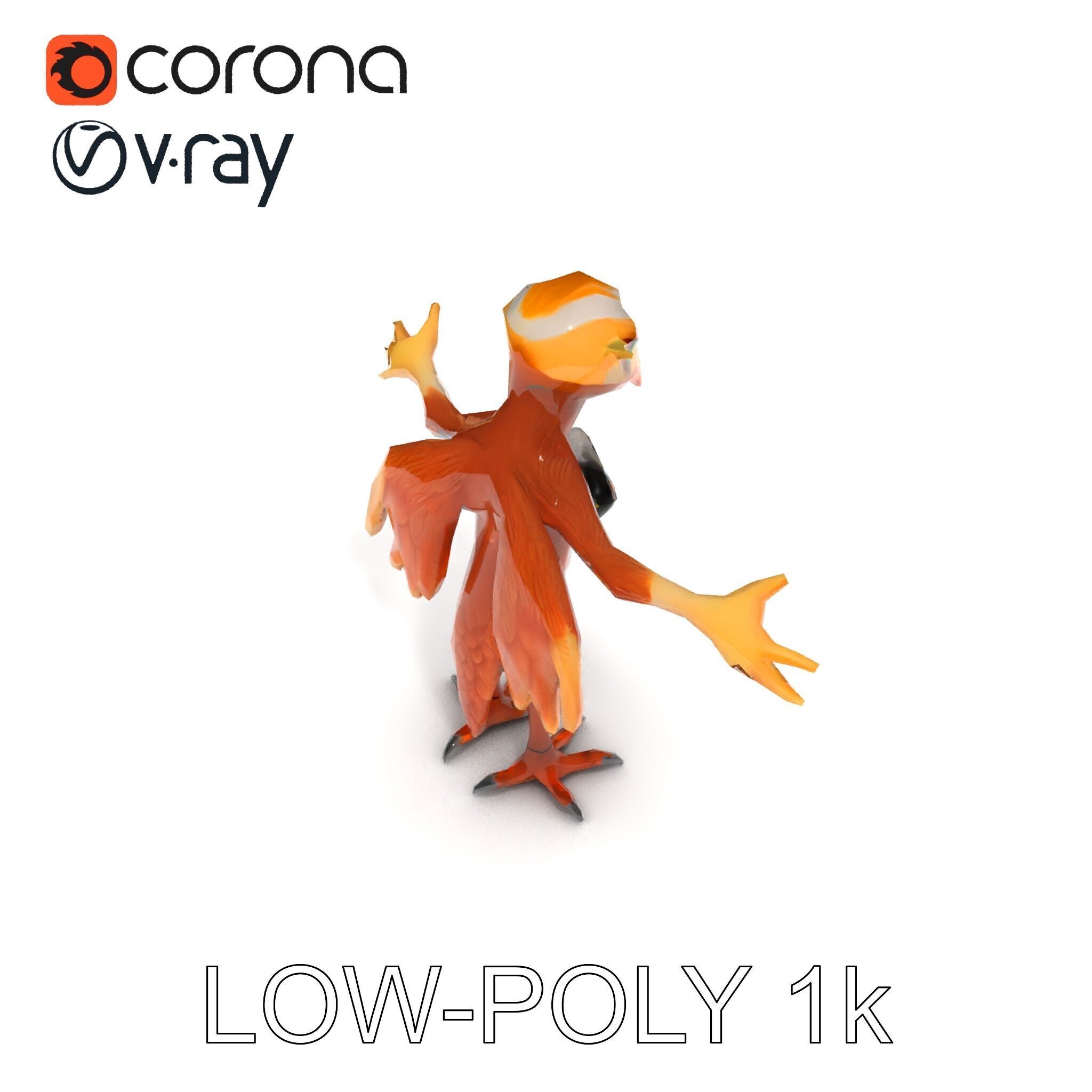 Feathered Guardian Owl Majestic Avian Warrior Character Model Low-poly 3D model_34