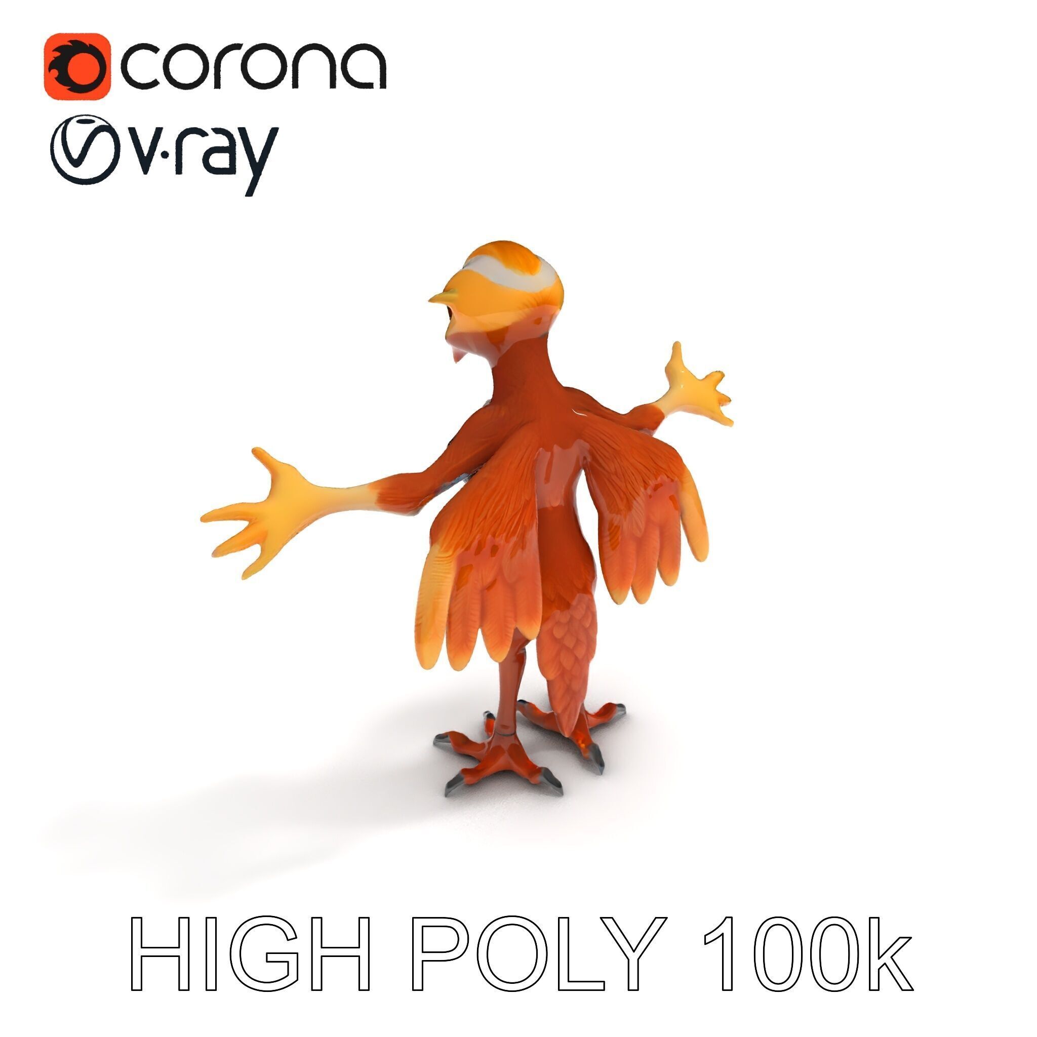 Feathered Guardian Owl Majestic Avian Warrior Character Model Low-poly 3D model_32