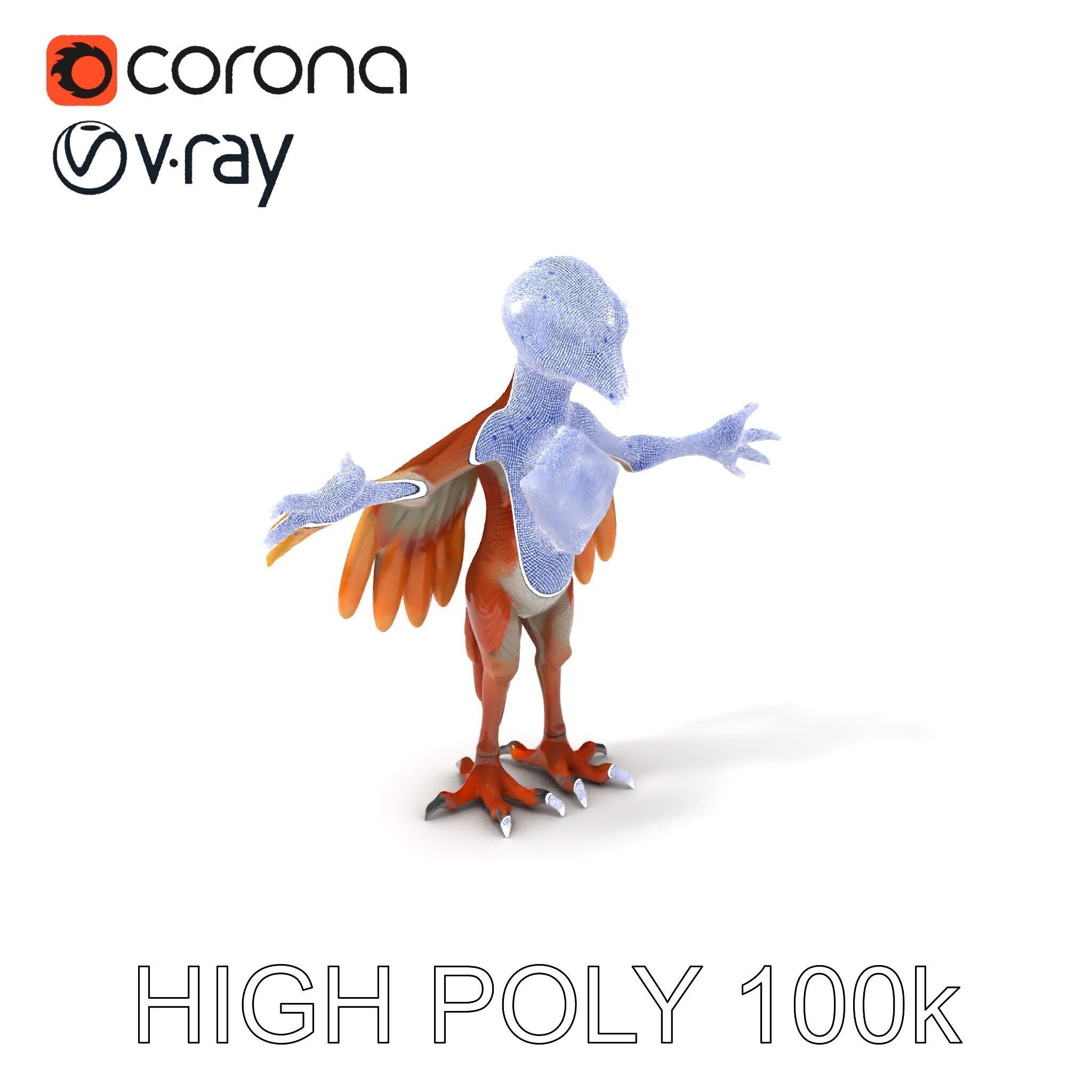 Feathered Guardian Owl Majestic Avian Warrior Character Model Low-poly 3D model_3