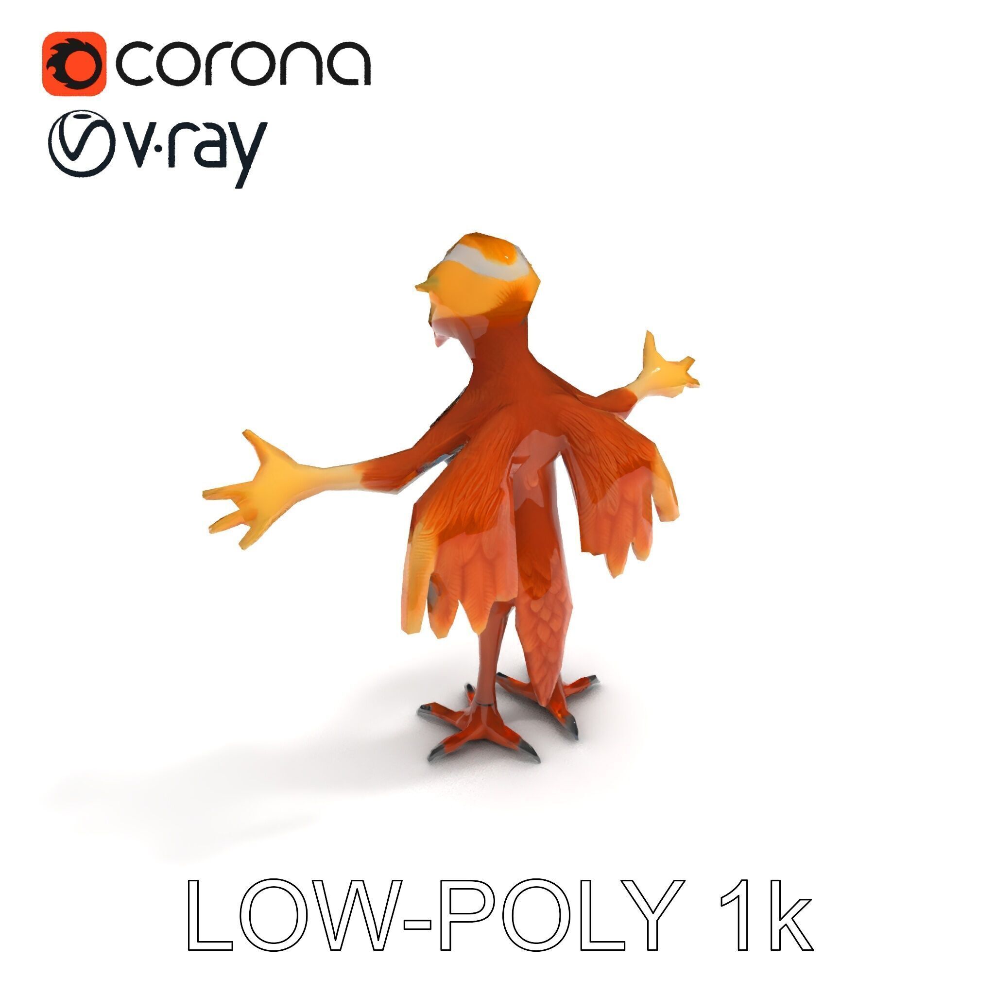 Feathered Guardian Owl Majestic Avian Warrior Character Model Low-poly 3D model_23