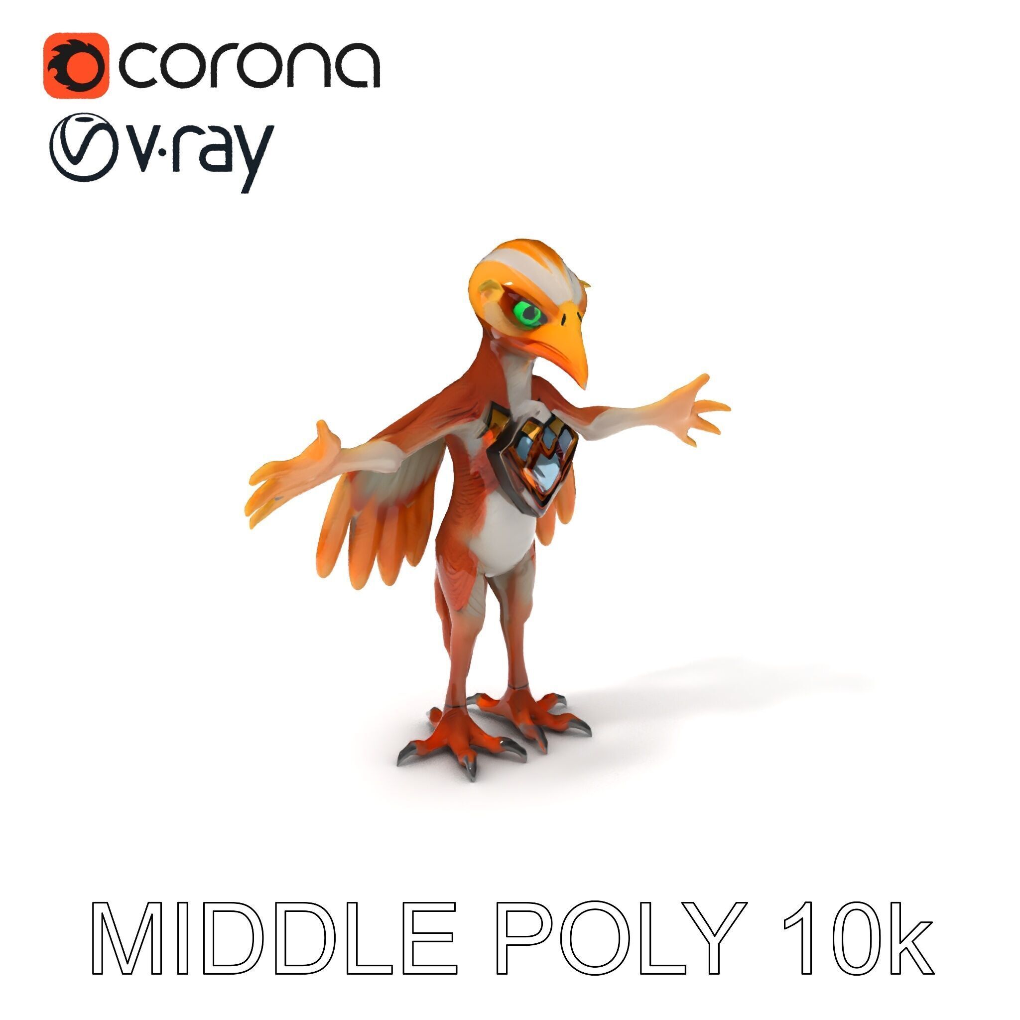 Feathered Guardian Owl Majestic Avian Warrior Character Model Low-poly 3D model_12