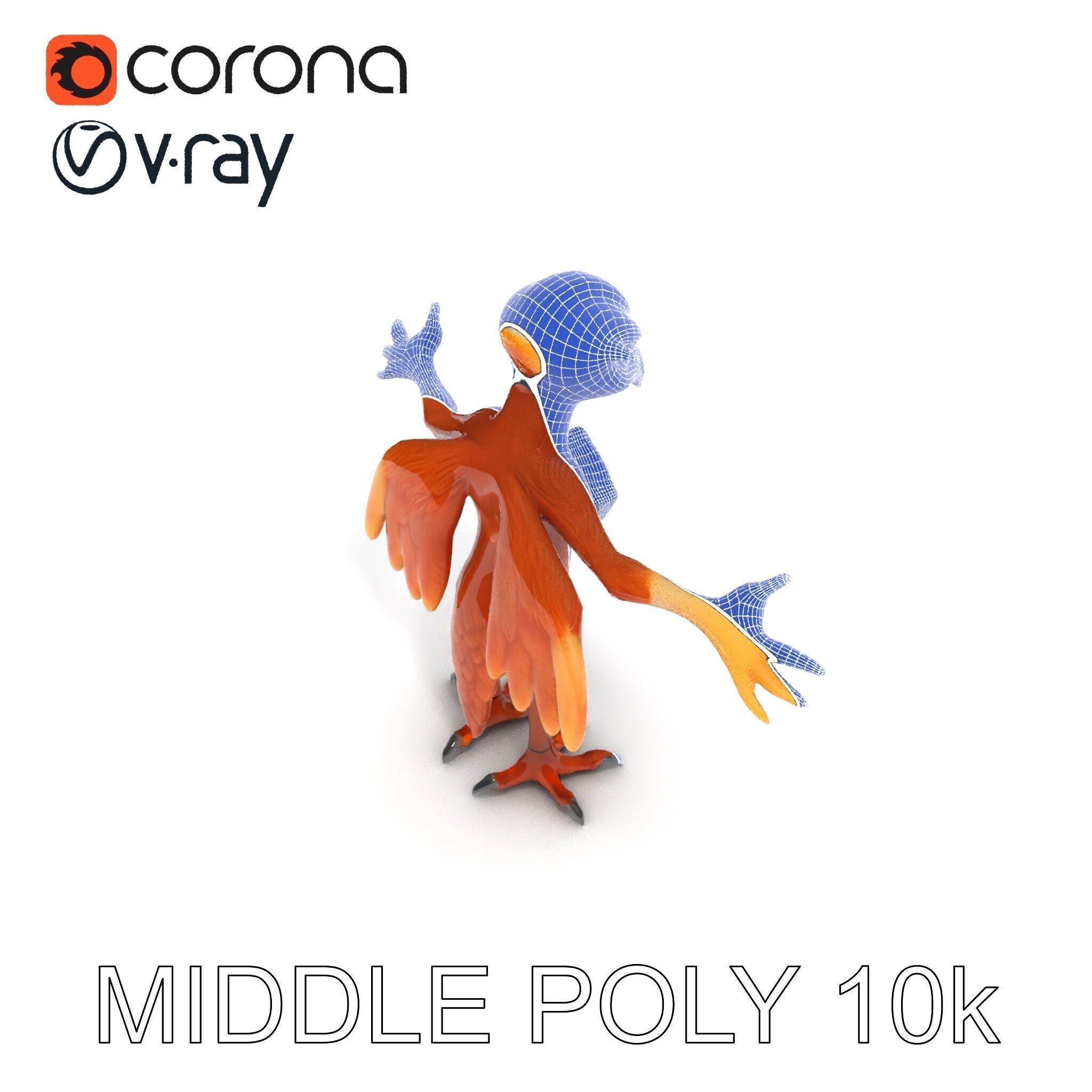 Feathered Guardian Owl Majestic Avian Warrior Character Model Low-poly 3D model_30