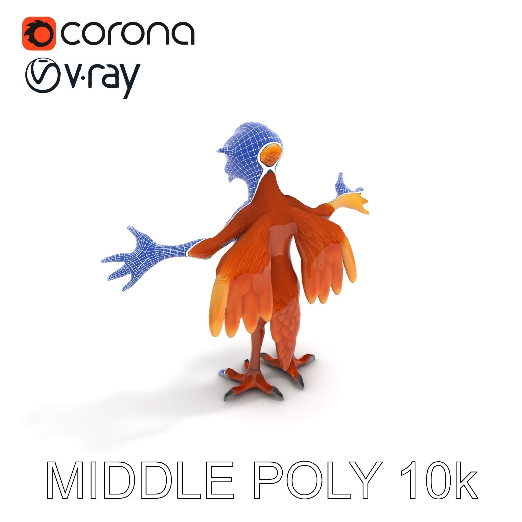 Feathered Guardian Owl Majestic Avian Warrior Character Model Low-poly 3D model_6