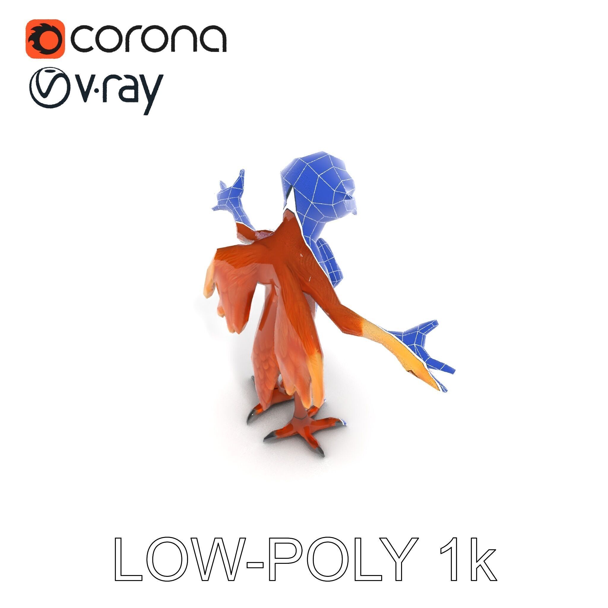 Feathered Guardian Owl Majestic Avian Warrior Character Model Low-poly 3D model_10