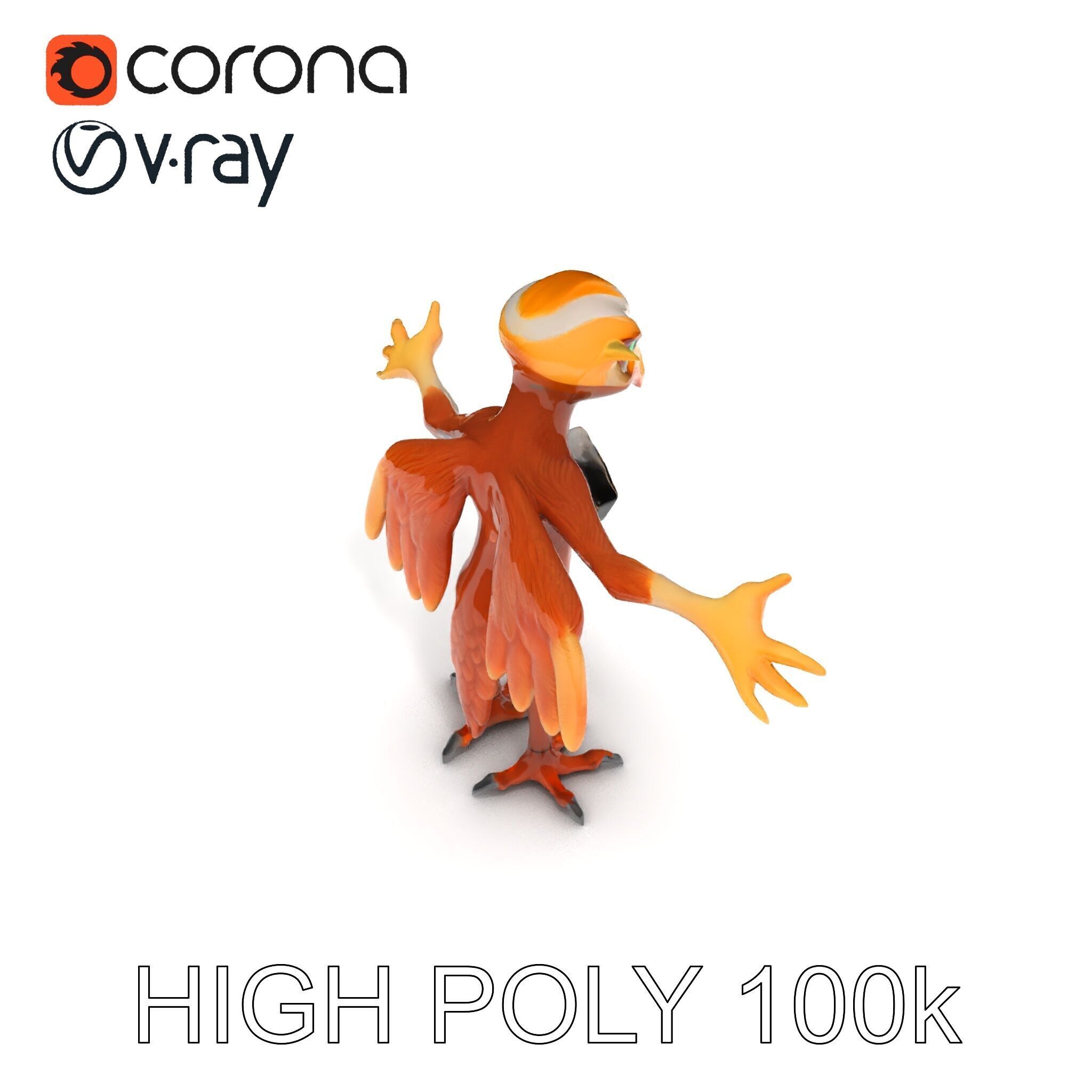 Feathered Guardian Owl Majestic Avian Warrior Character Model Low-poly 3D model_29