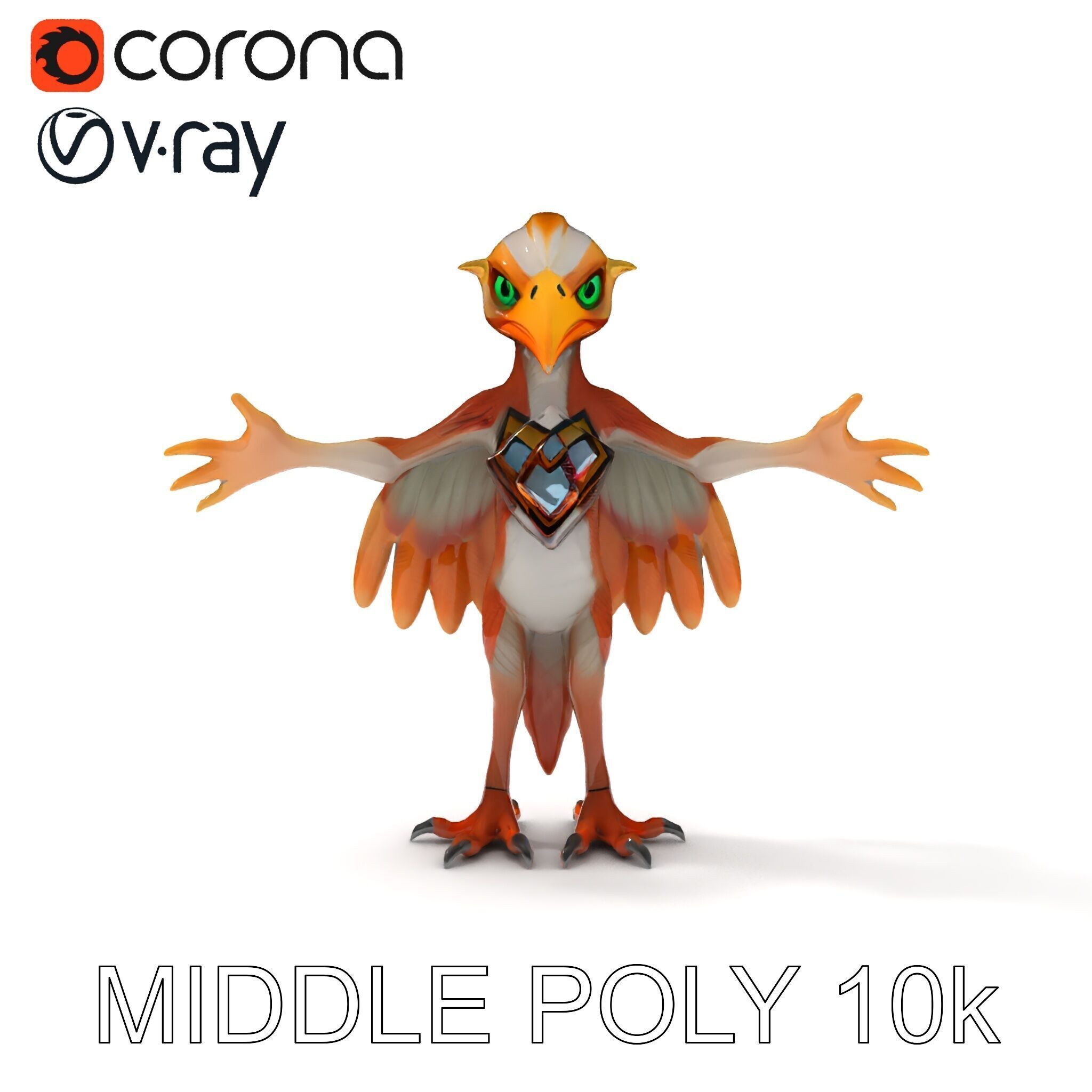 Feathered Guardian Owl Majestic Avian Warrior Character Model Low-poly 3D model_15