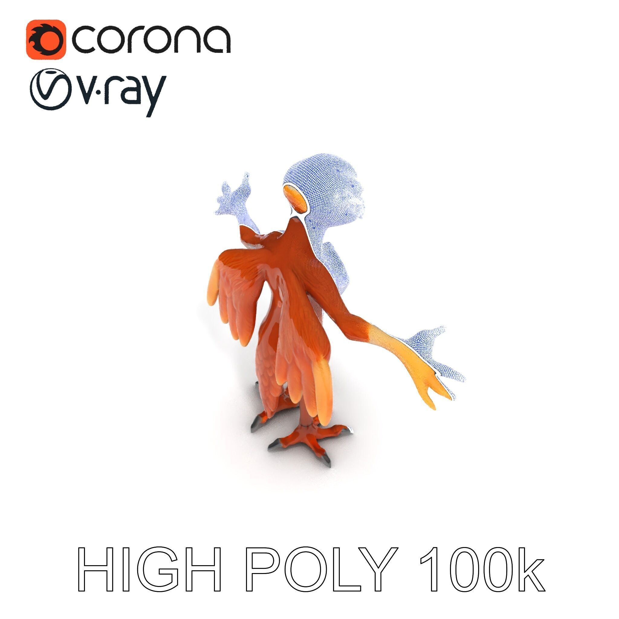 Feathered Guardian Owl Majestic Avian Warrior Character Model Low-poly 3D model_21