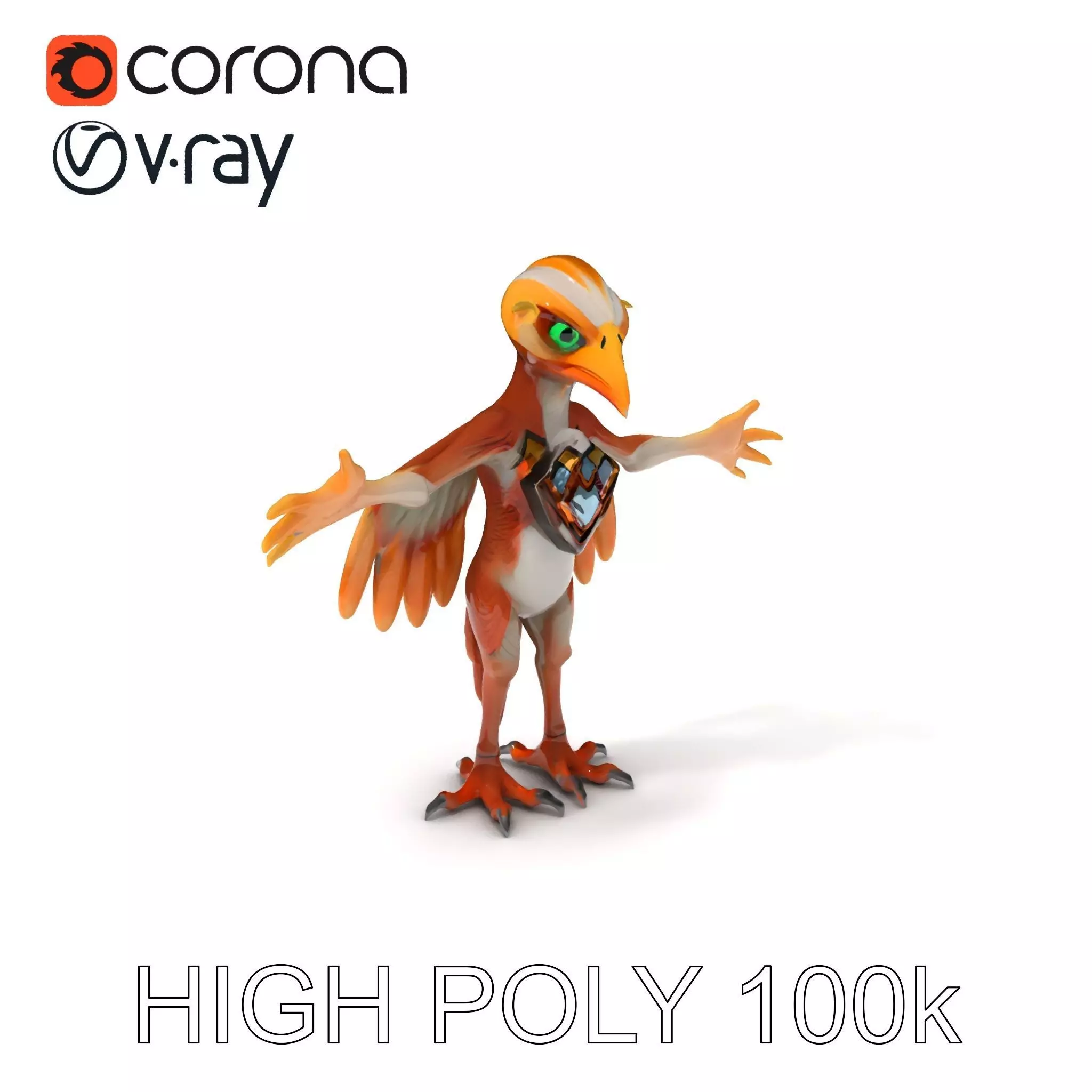 Feathered Guardian Owl Majestic Avian Warrior Character Model Low-poly 3D model_0