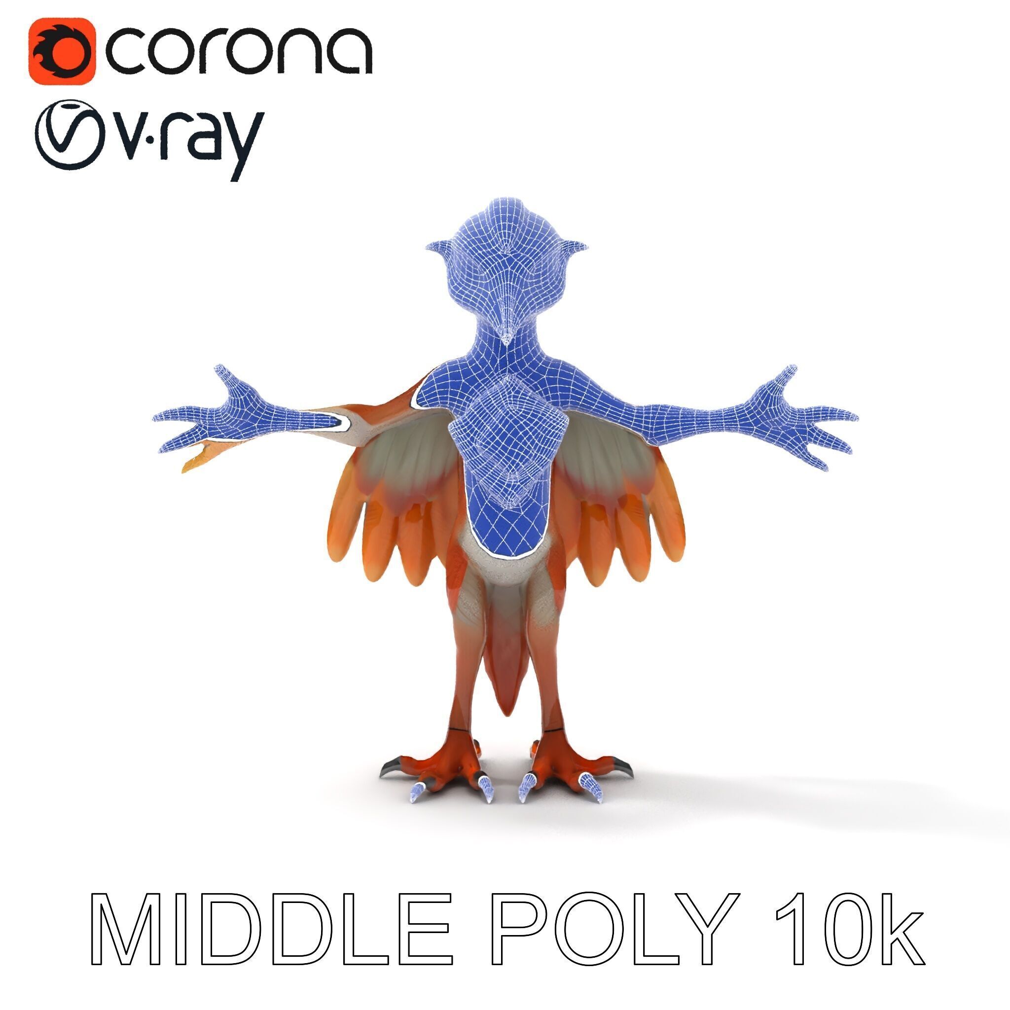 Feathered Guardian Owl Majestic Avian Warrior Character Model Low-poly 3D model_37