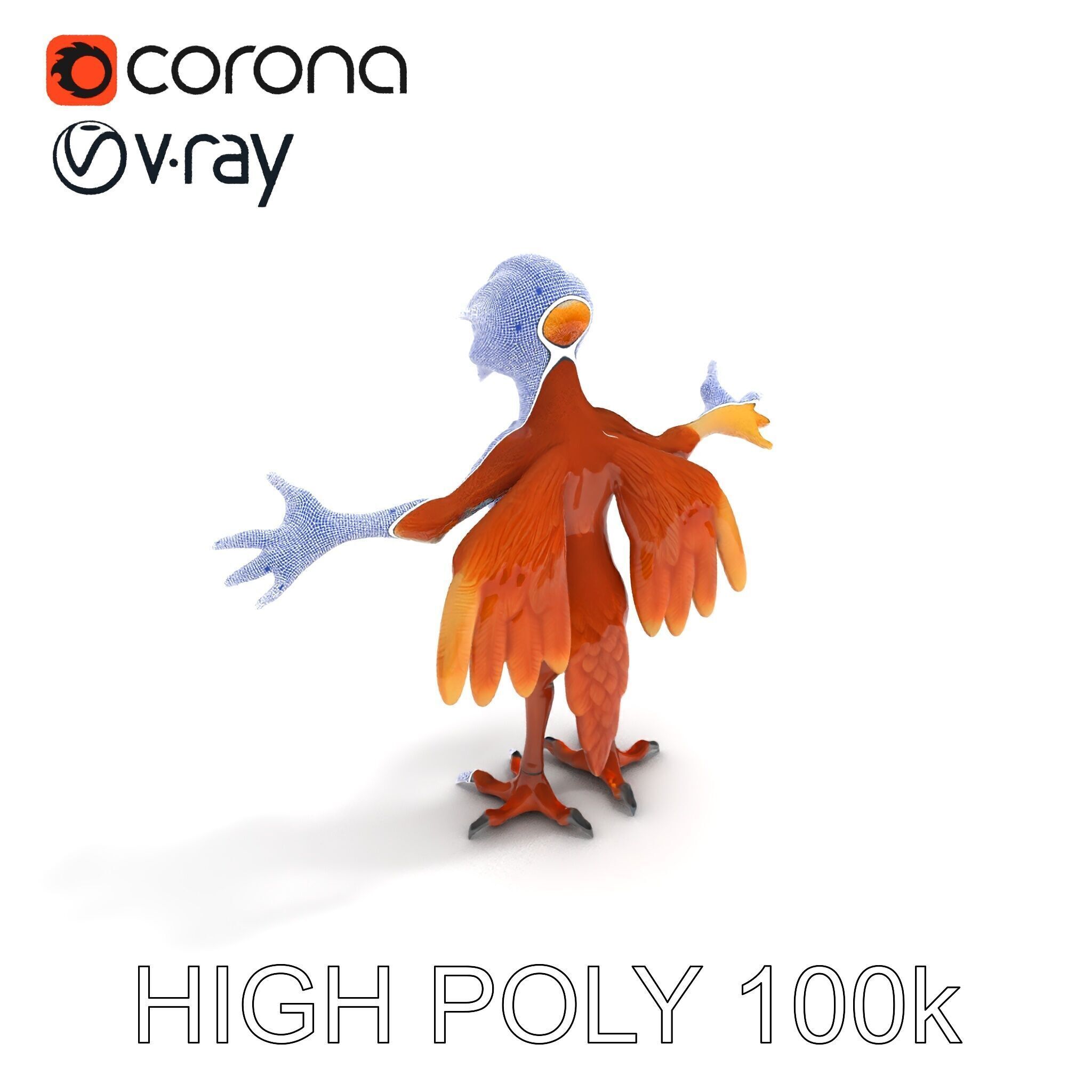 Feathered Guardian Owl Majestic Avian Warrior Character Model Low-poly 3D model_11