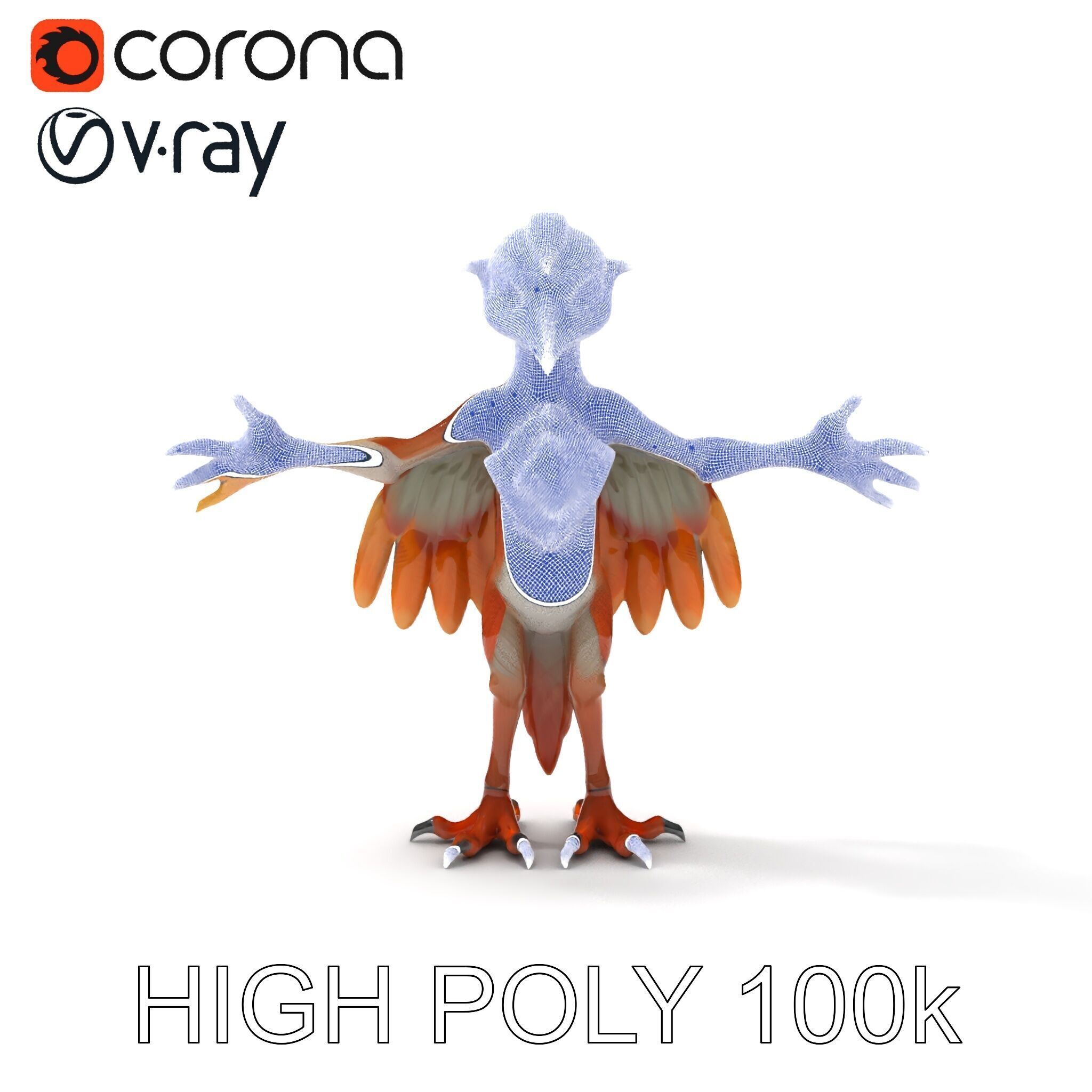 Feathered Guardian Owl Majestic Avian Warrior Character Model Low-poly 3D model_8
