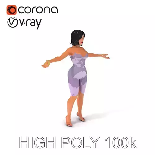 Sleek Urban Warrior with Short Dark Hair in Purple Suit D Cha... Low-poly 3D model