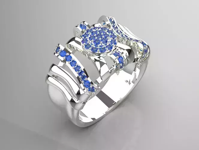 Luxury white gold ring with sapphire model jr00122