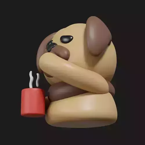 3D Stylized Dog with Coffee Cup 3D model