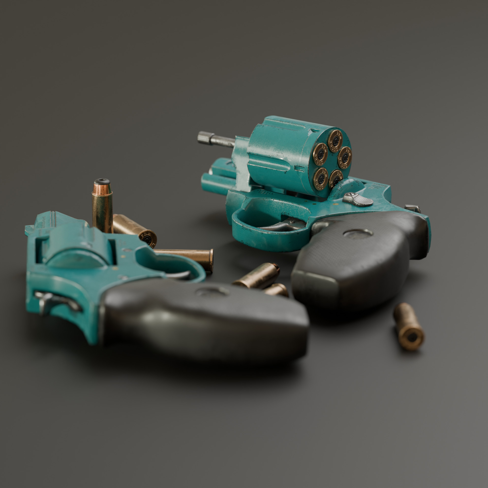 Low poly revolver Colt 45 3D model_2