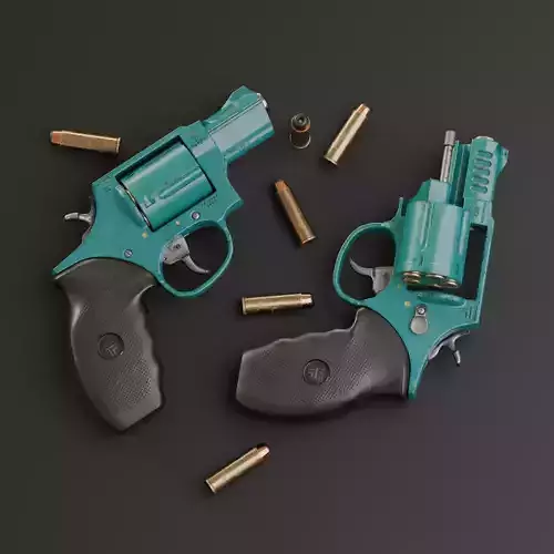 Low poly revolver Colt 45