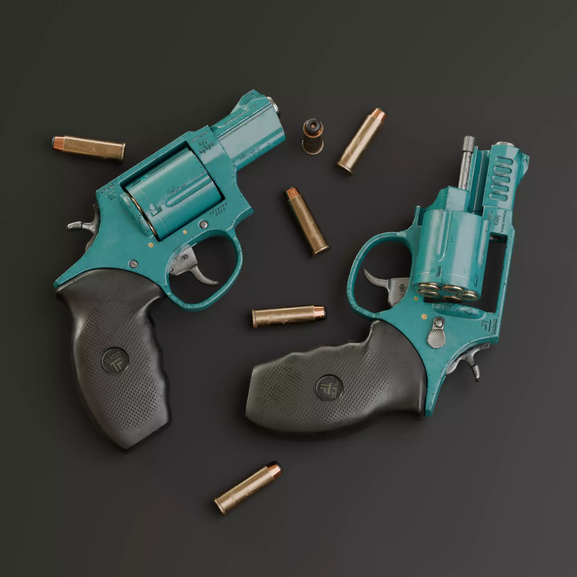 Low poly revolver Colt 45 3D model_0