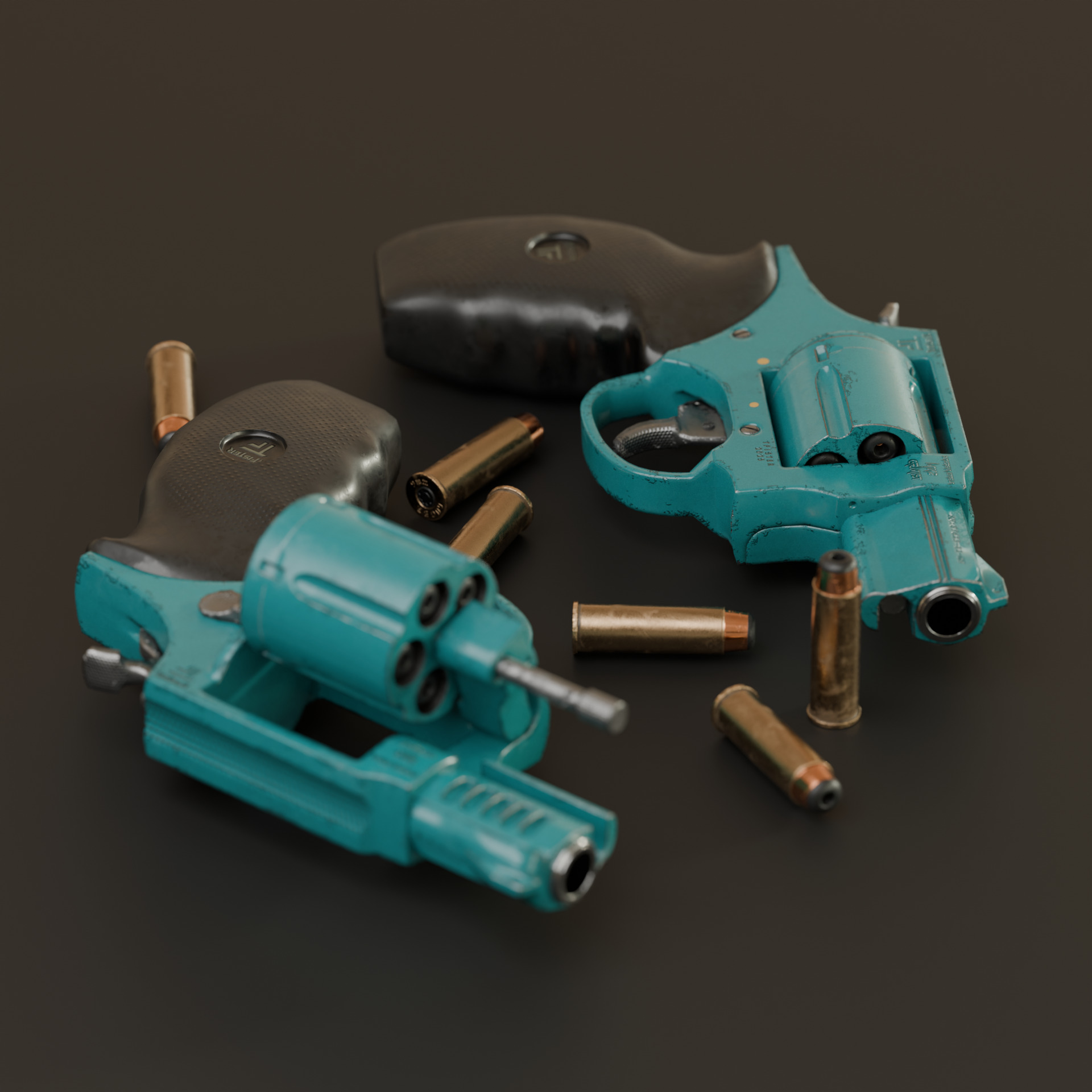 Low poly revolver Colt 45 3D model_1