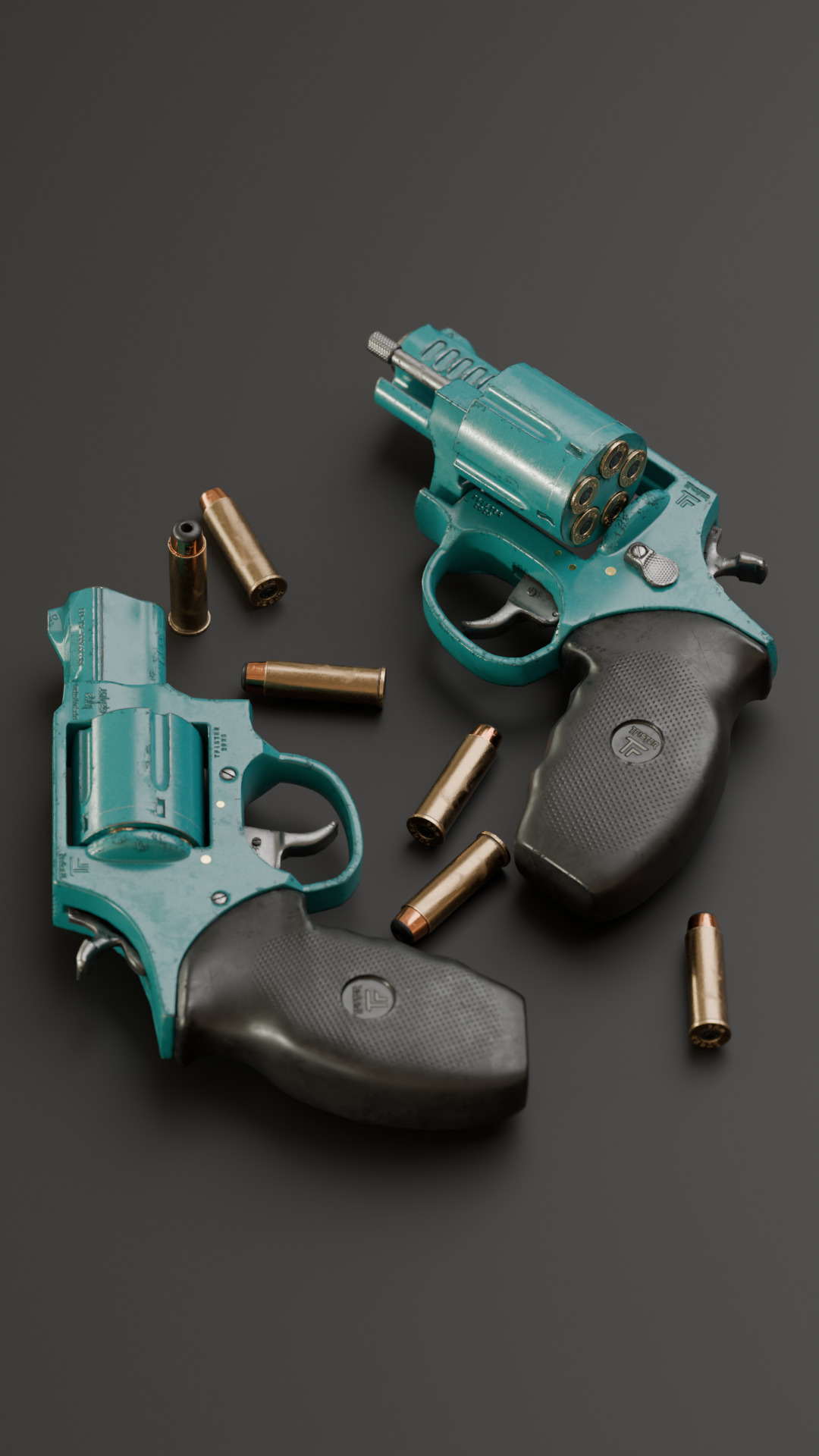 Low poly revolver Colt 45 3D model_4