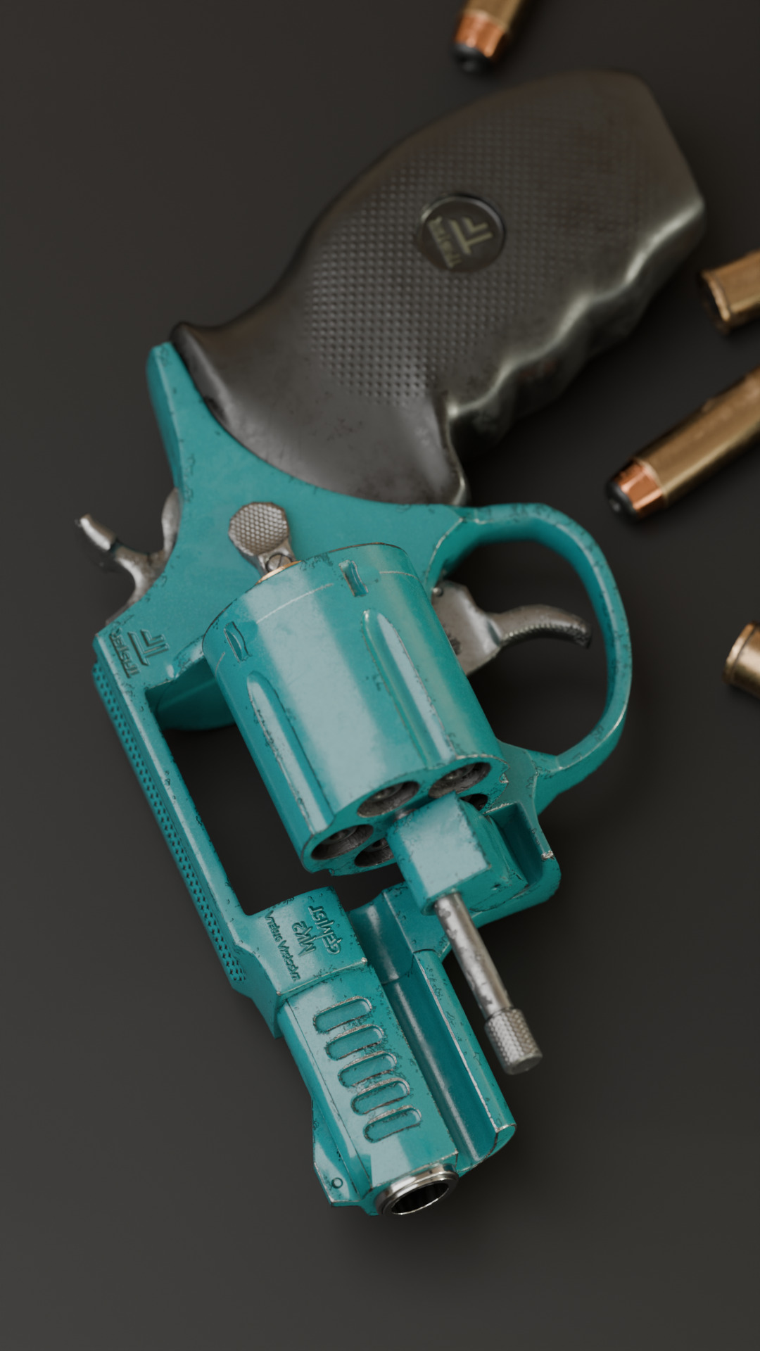 Low poly revolver Colt 45 3D model_5
