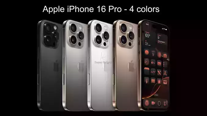 Apple iPhone 16 Pro Black White Desert Natural Titanium 4 colors 3D print model