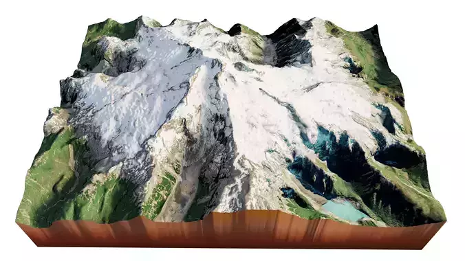 Tronador extinct stratovolcano 3d model terrain 3D model