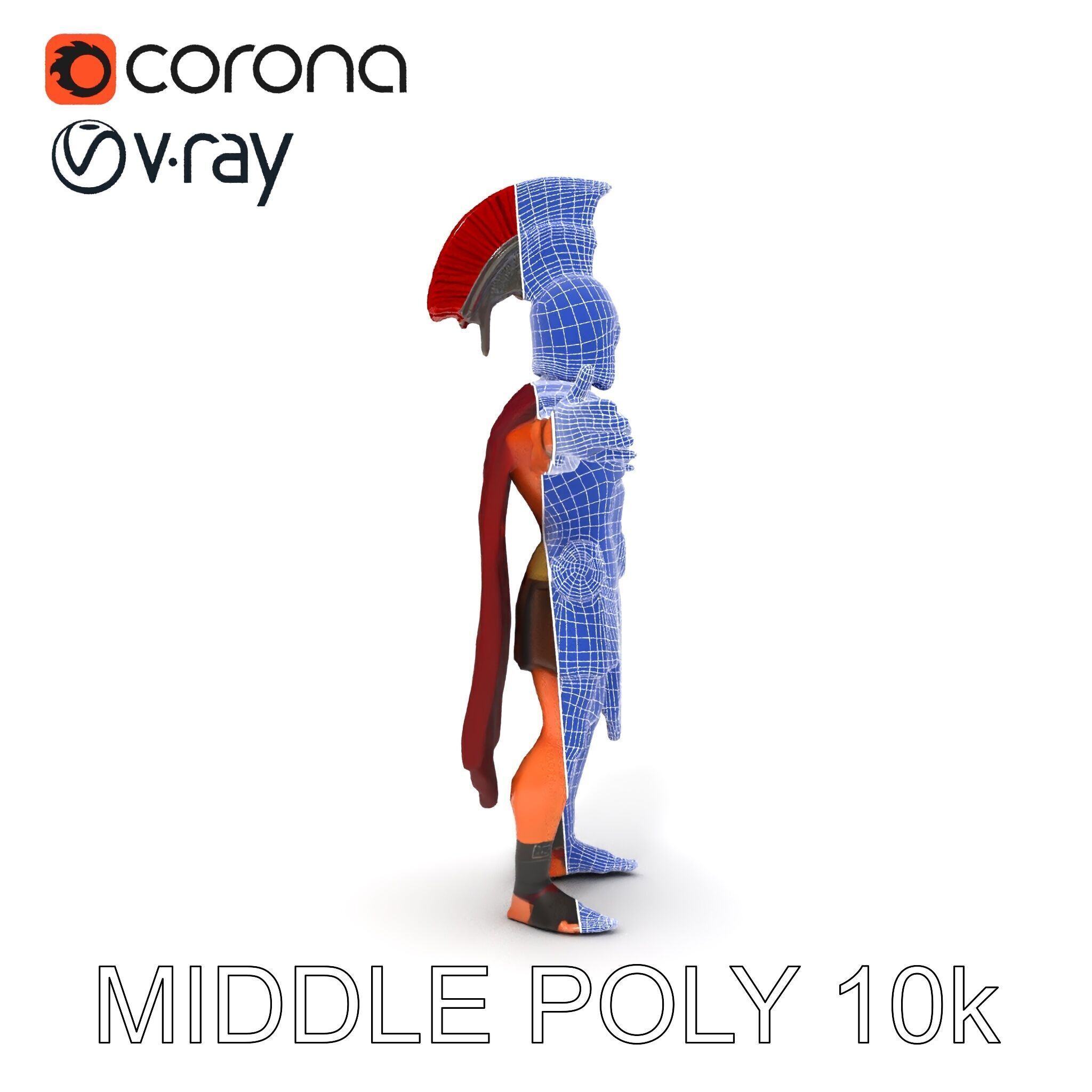 Spartan Warrior D Character Model Detailed Armor and Rigging Low-poly 3D model_37