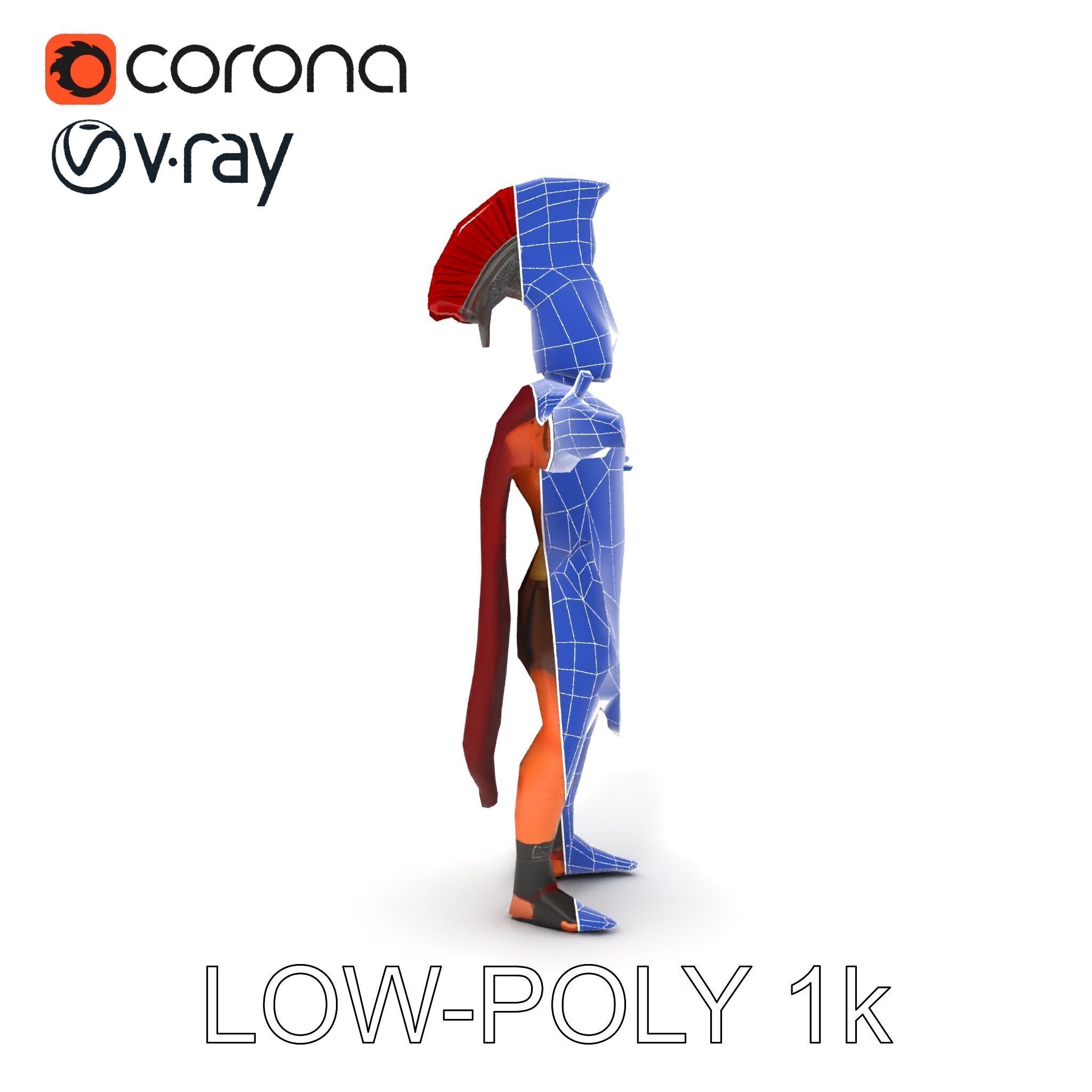 Spartan Warrior D Character Model Detailed Armor and Rigging Low-poly 3D model_12