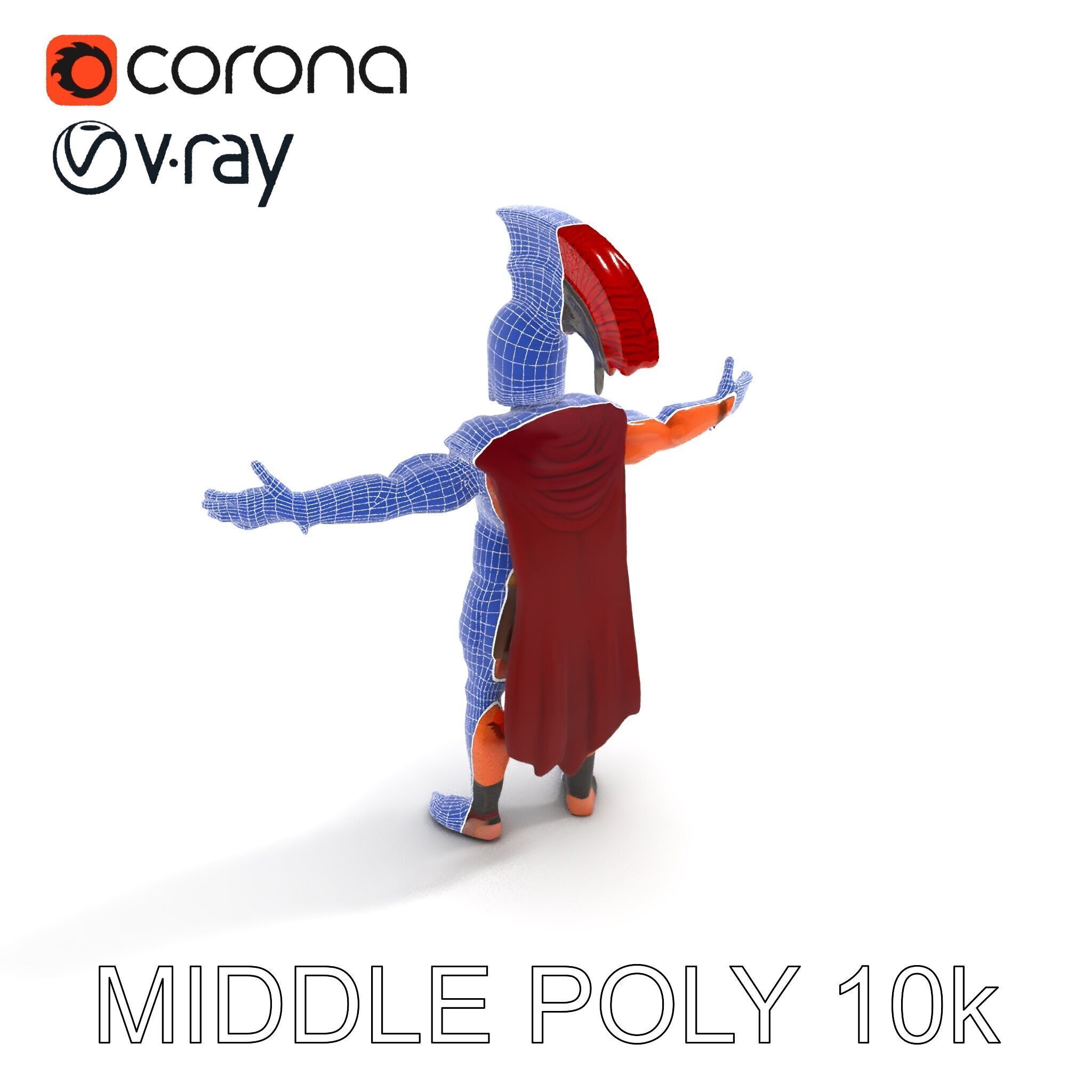 Spartan Warrior D Character Model Detailed Armor and Rigging Low-poly 3D model_25