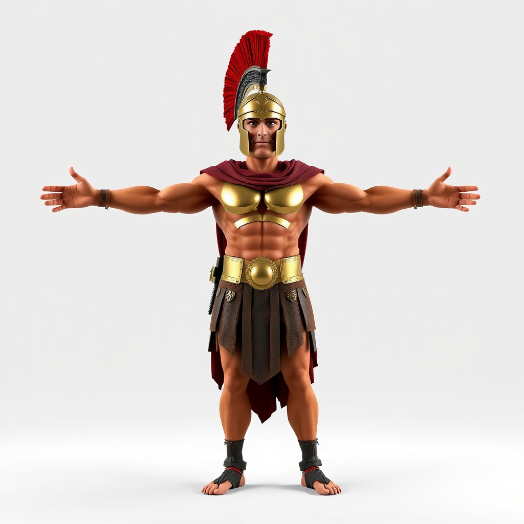 Spartan Warrior D Character Model Detailed Armor and Rigging Low-poly 3D model_4
