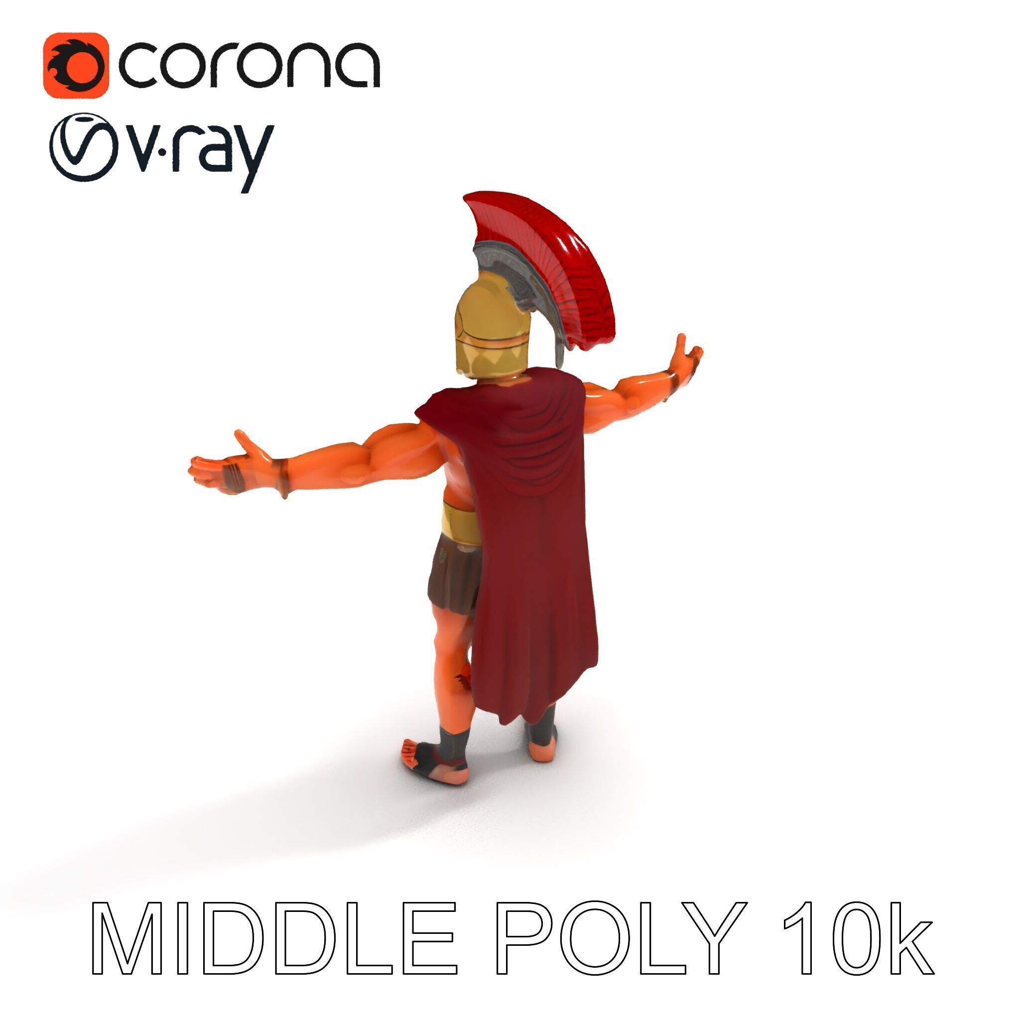 Spartan Warrior D Character Model Detailed Armor and Rigging Low-poly 3D model_30