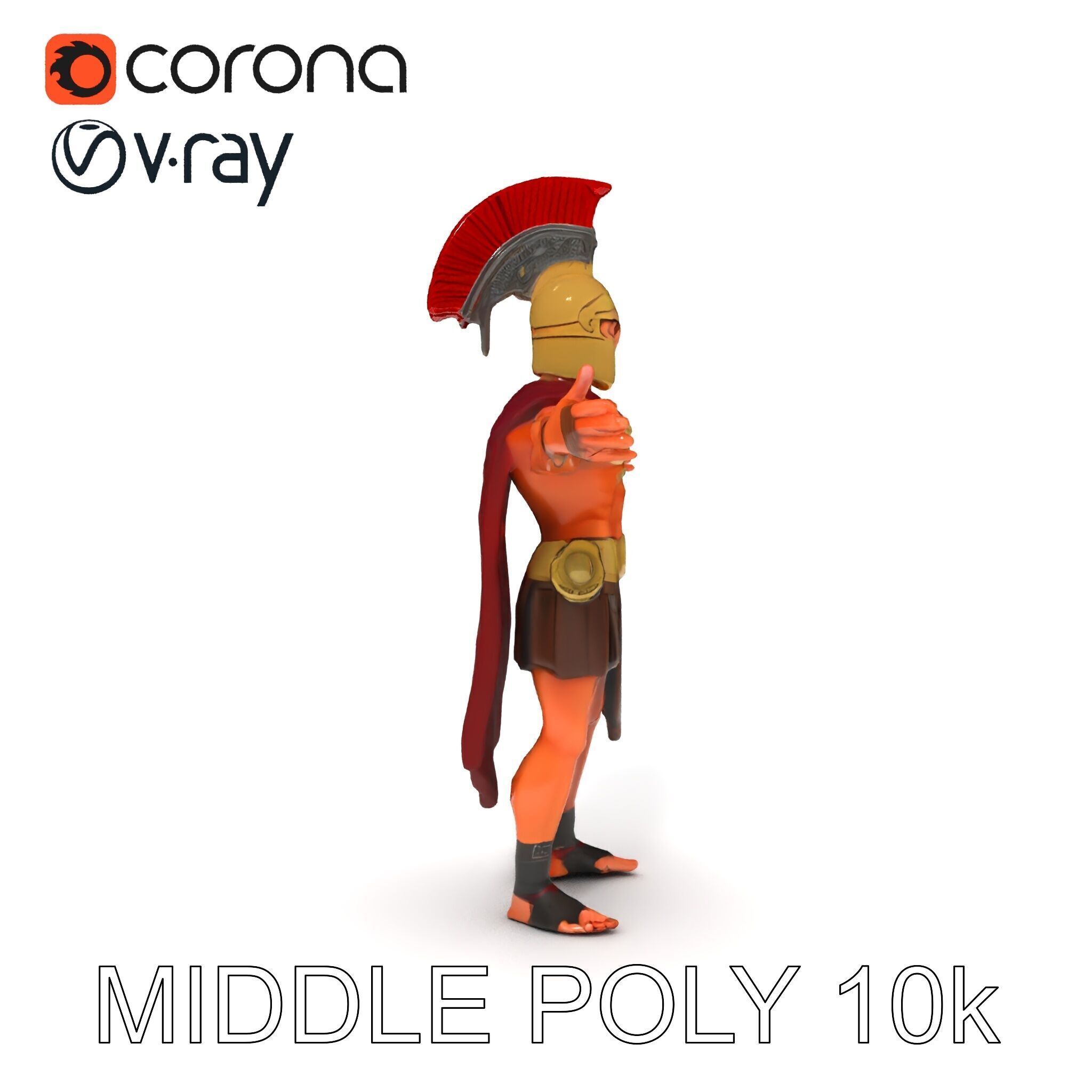 Spartan Warrior D Character Model Detailed Armor and Rigging Low-poly 3D model_19