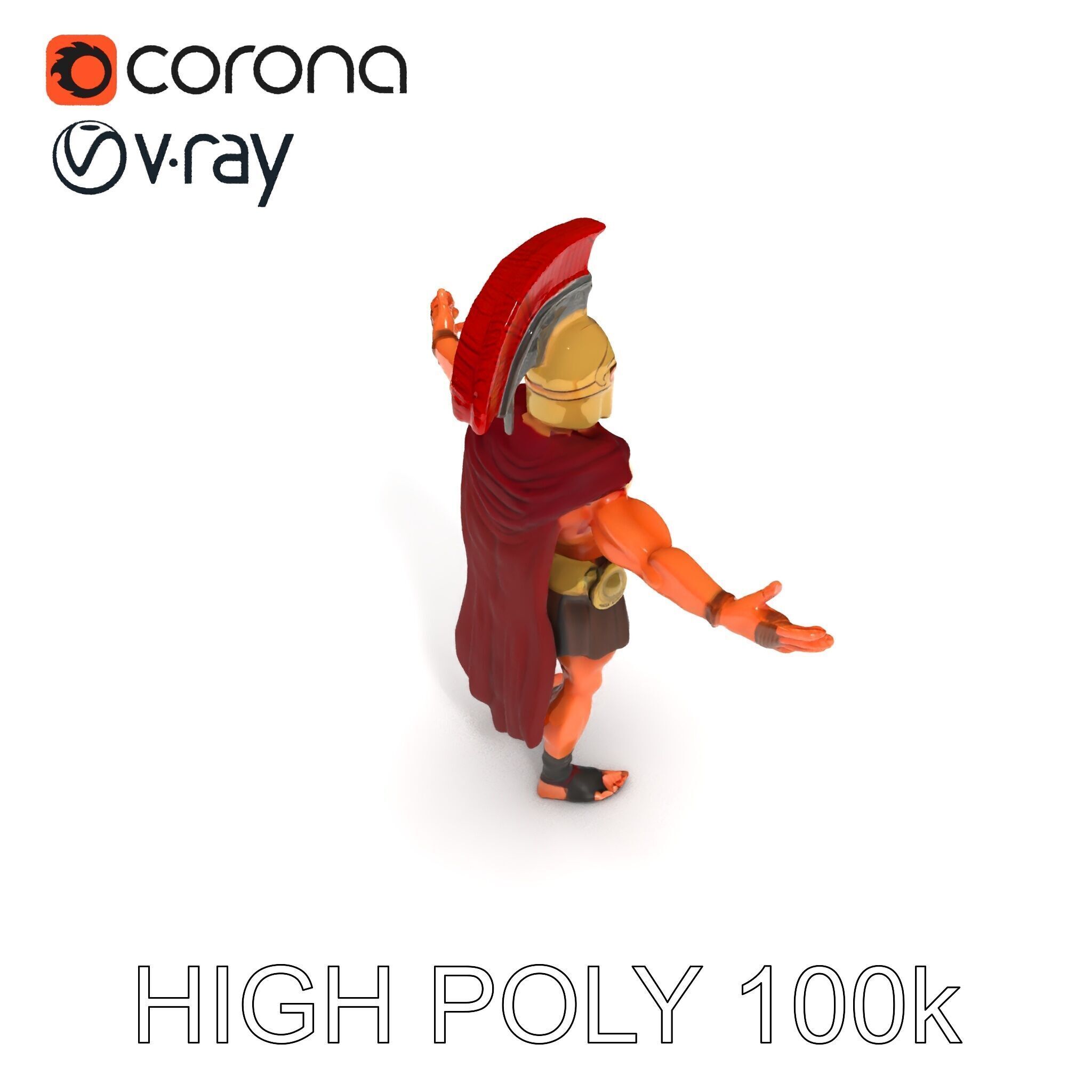 Spartan Warrior D Character Model Detailed Armor and Rigging Low-poly 3D model_16