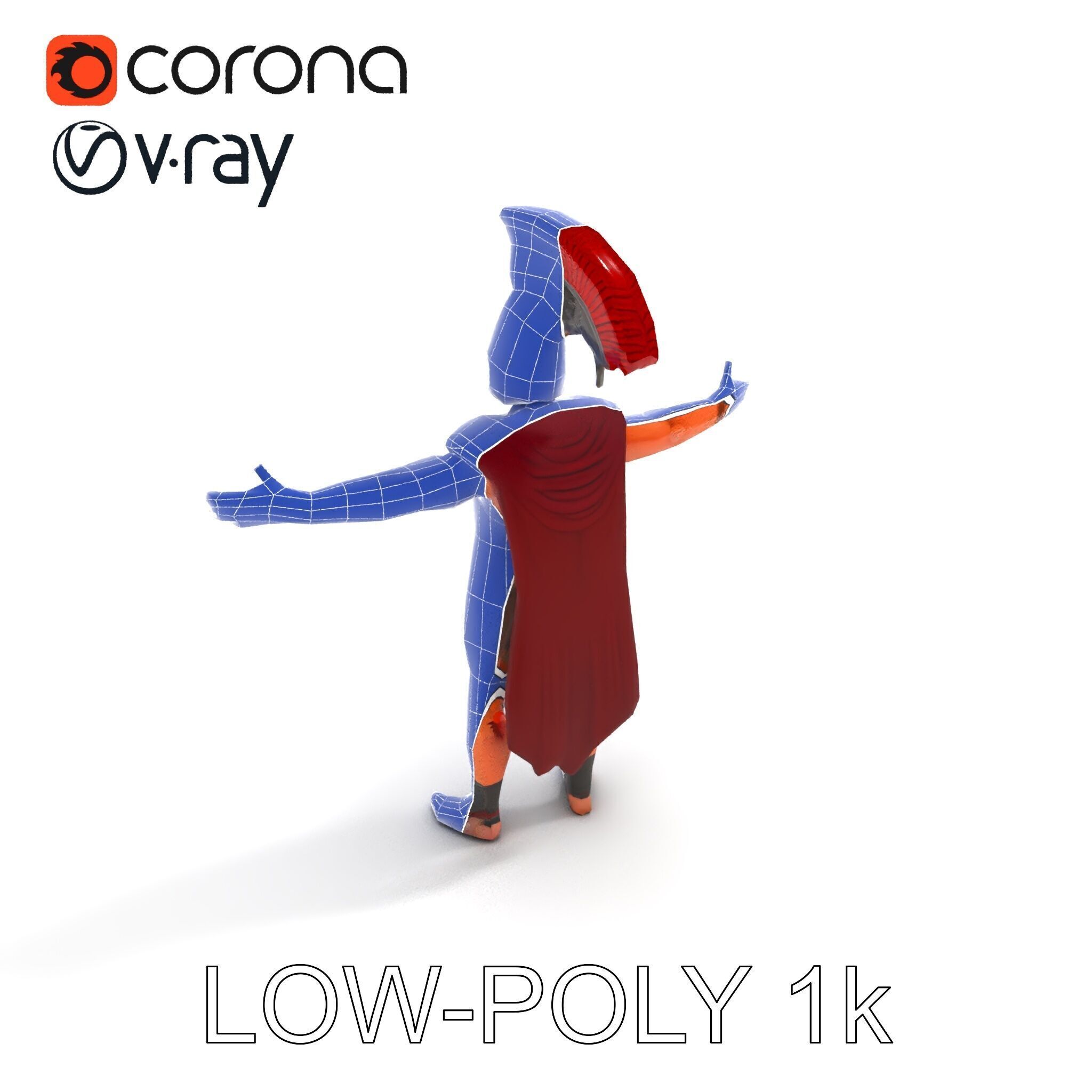 Spartan Warrior D Character Model Detailed Armor and Rigging Low-poly 3D model_34