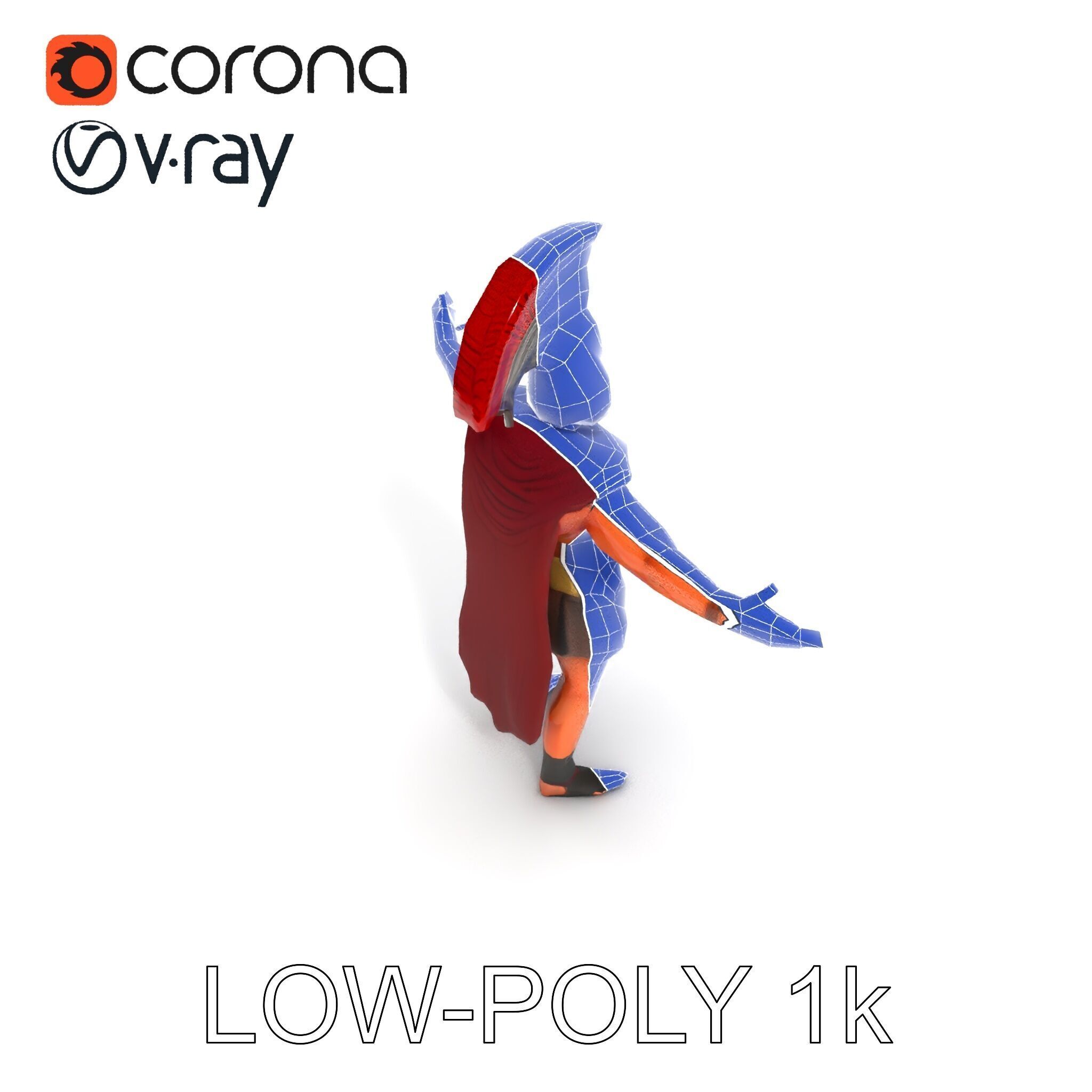 Spartan Warrior D Character Model Detailed Armor and Rigging Low-poly 3D model_23