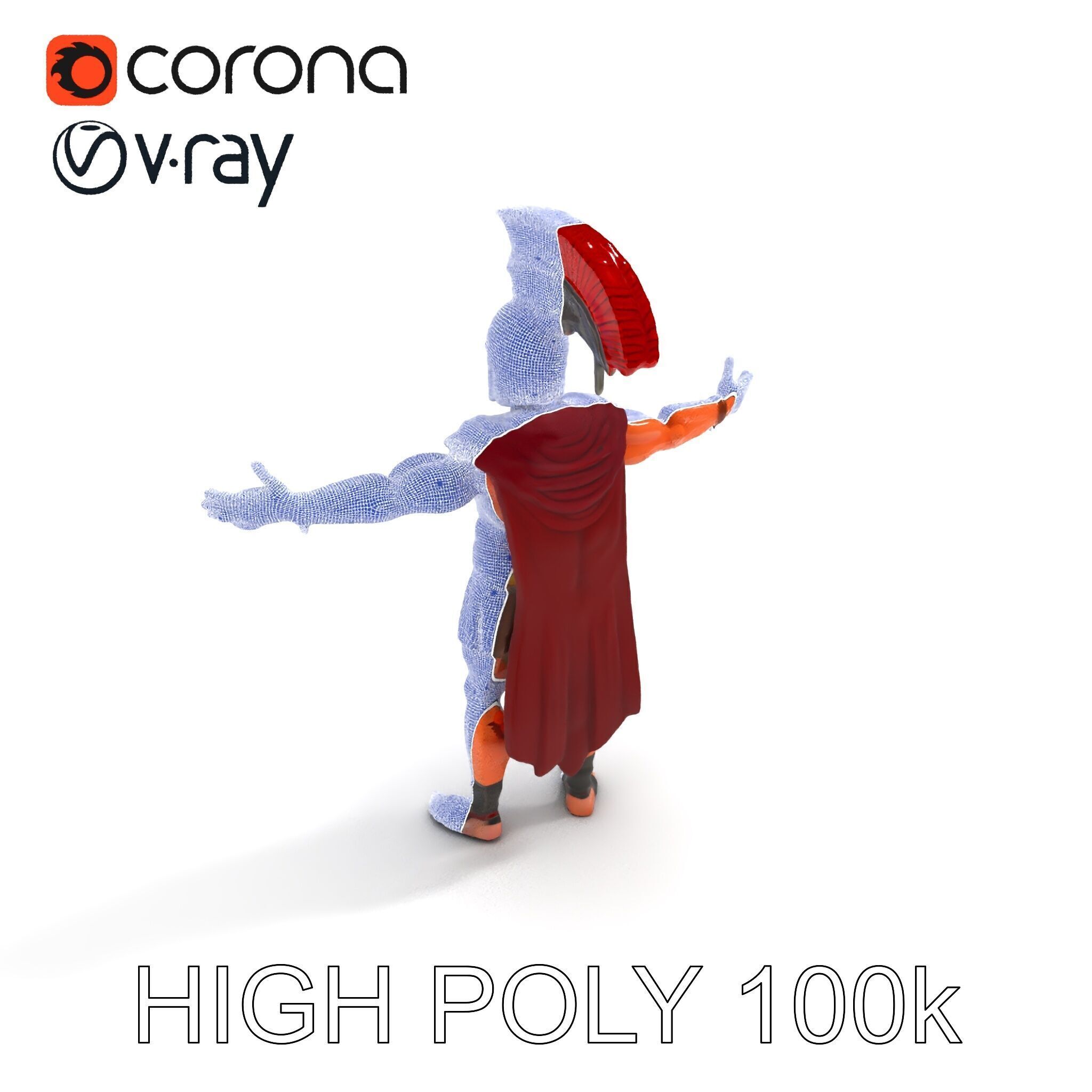 Spartan Warrior D Character Model Detailed Armor and Rigging Low-poly 3D model_24