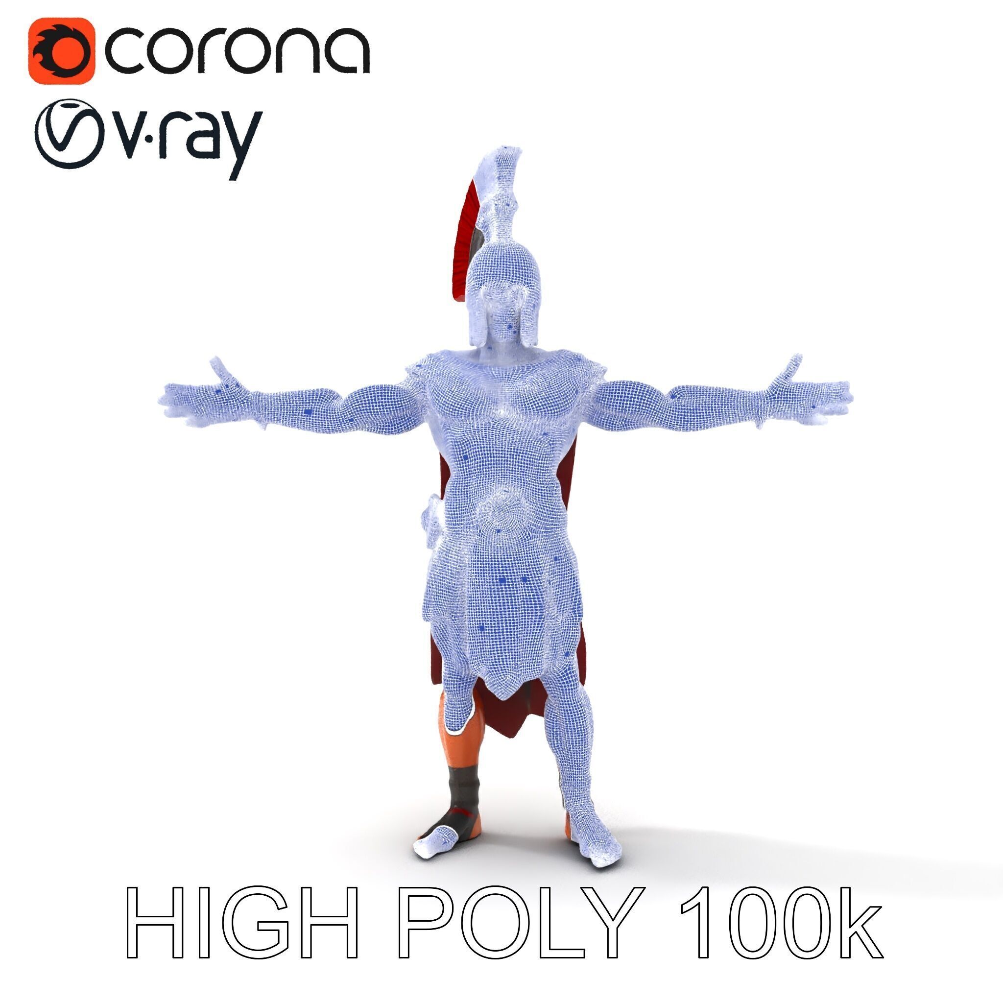 Spartan Warrior D Character Model Detailed Armor and Rigging Low-poly 3D model_29