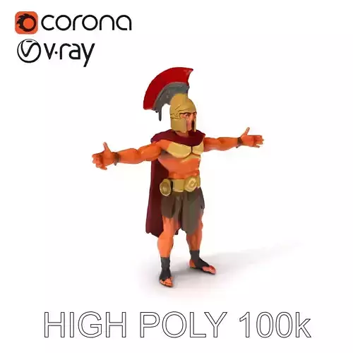 Spartan Warrior D Character Model Detailed Armor and Rigging Low-poly 3D model