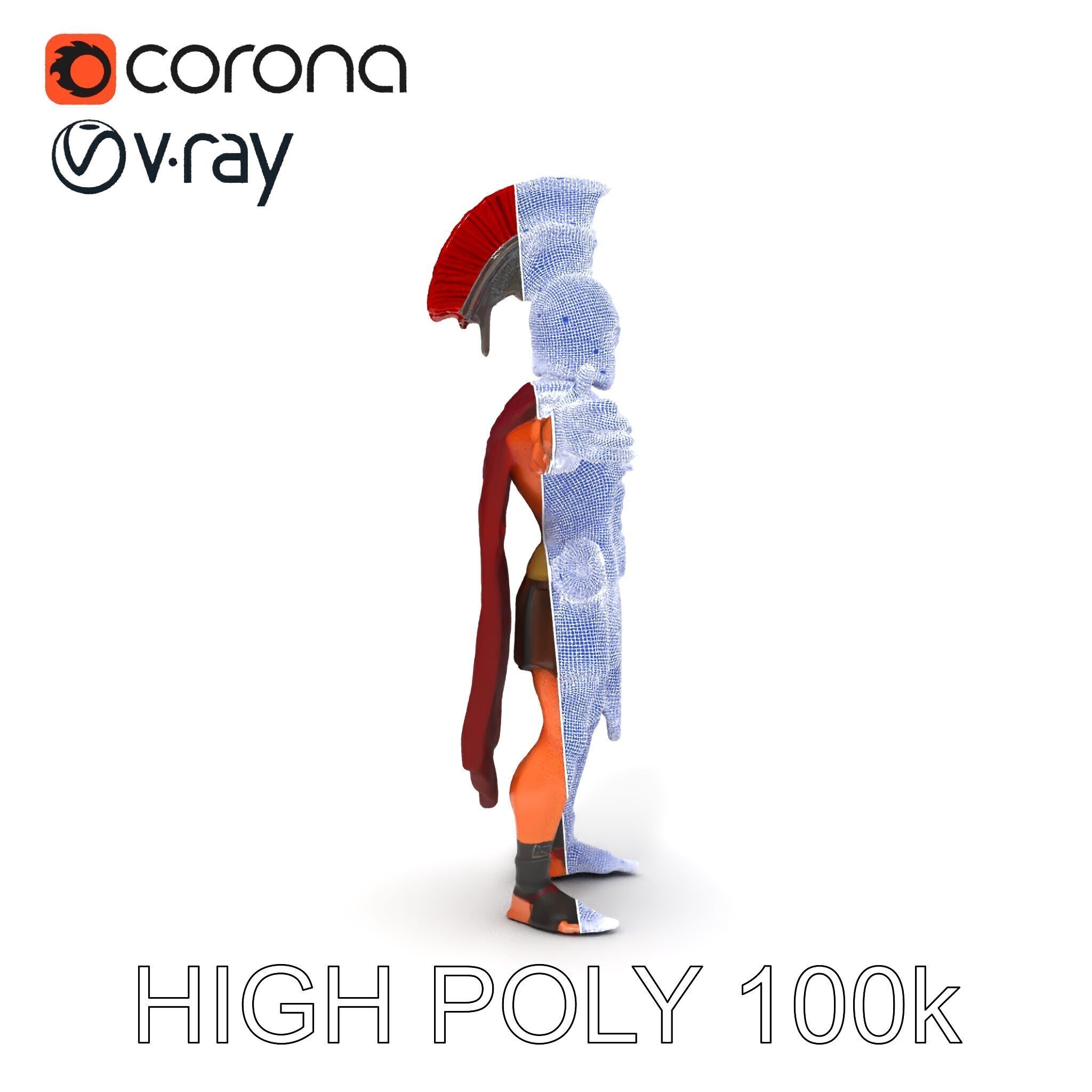 Spartan Warrior D Character Model Detailed Armor and Rigging Low-poly 3D model_10