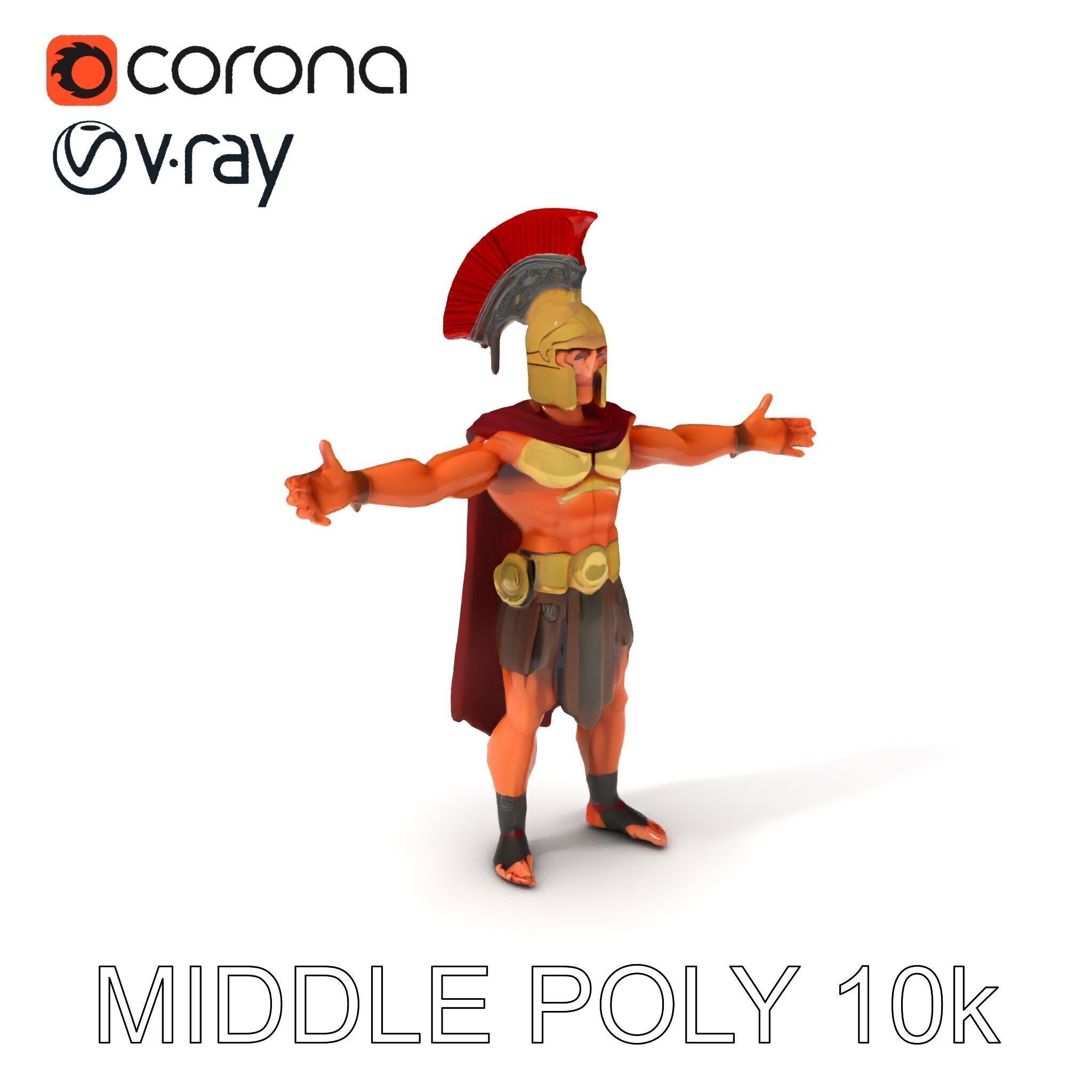Spartan Warrior D Character Model Detailed Armor and Rigging Low-poly 3D model_17