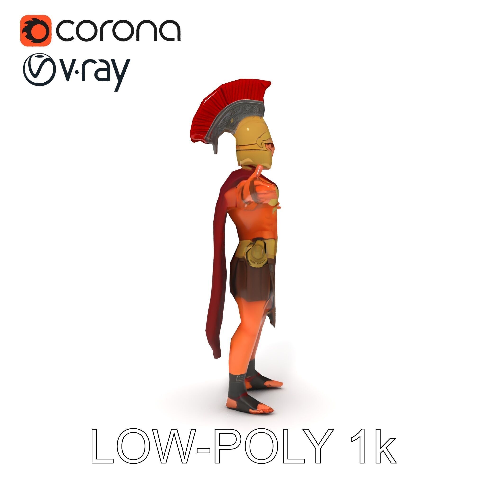 Spartan Warrior D Character Model Detailed Armor and Rigging Low-poly 3D model_20